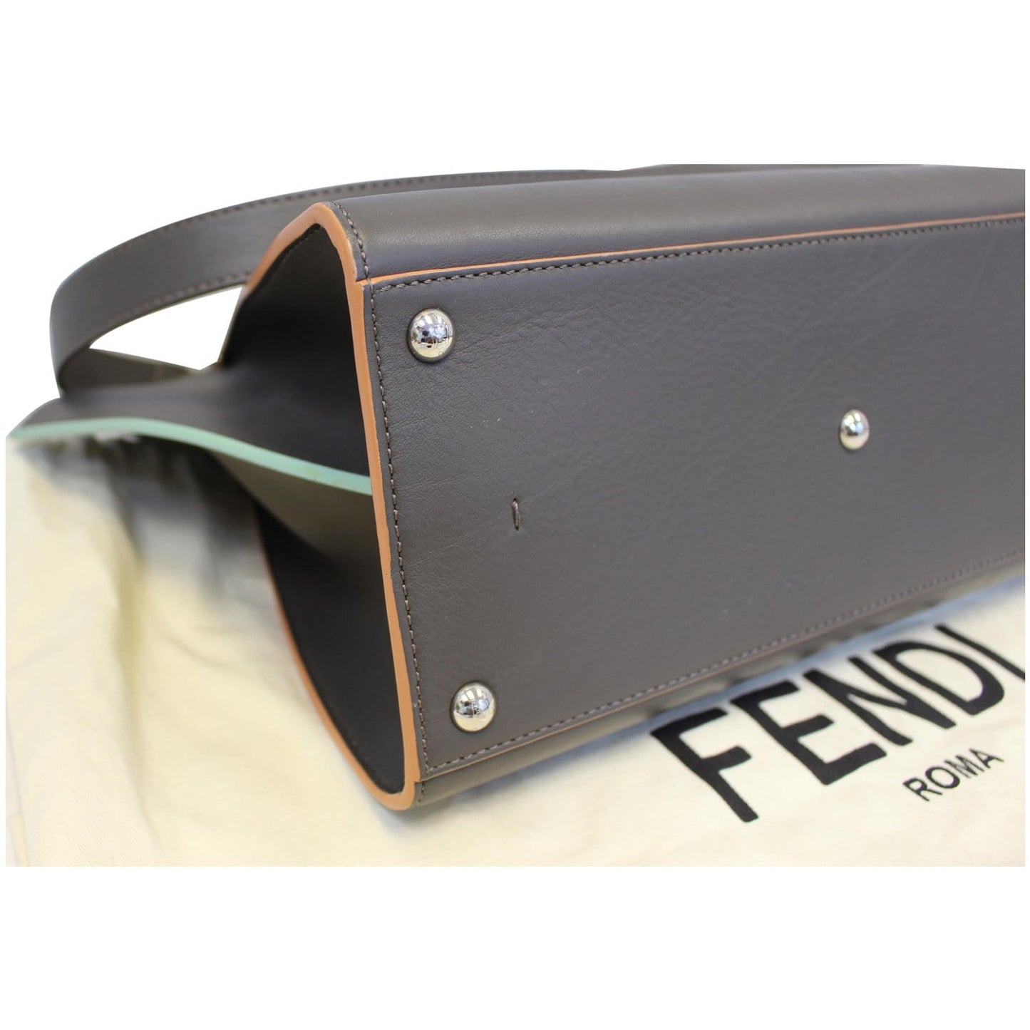 FENDI Petite 3Jours Calfskin Leather Tote Bag Dark Grey