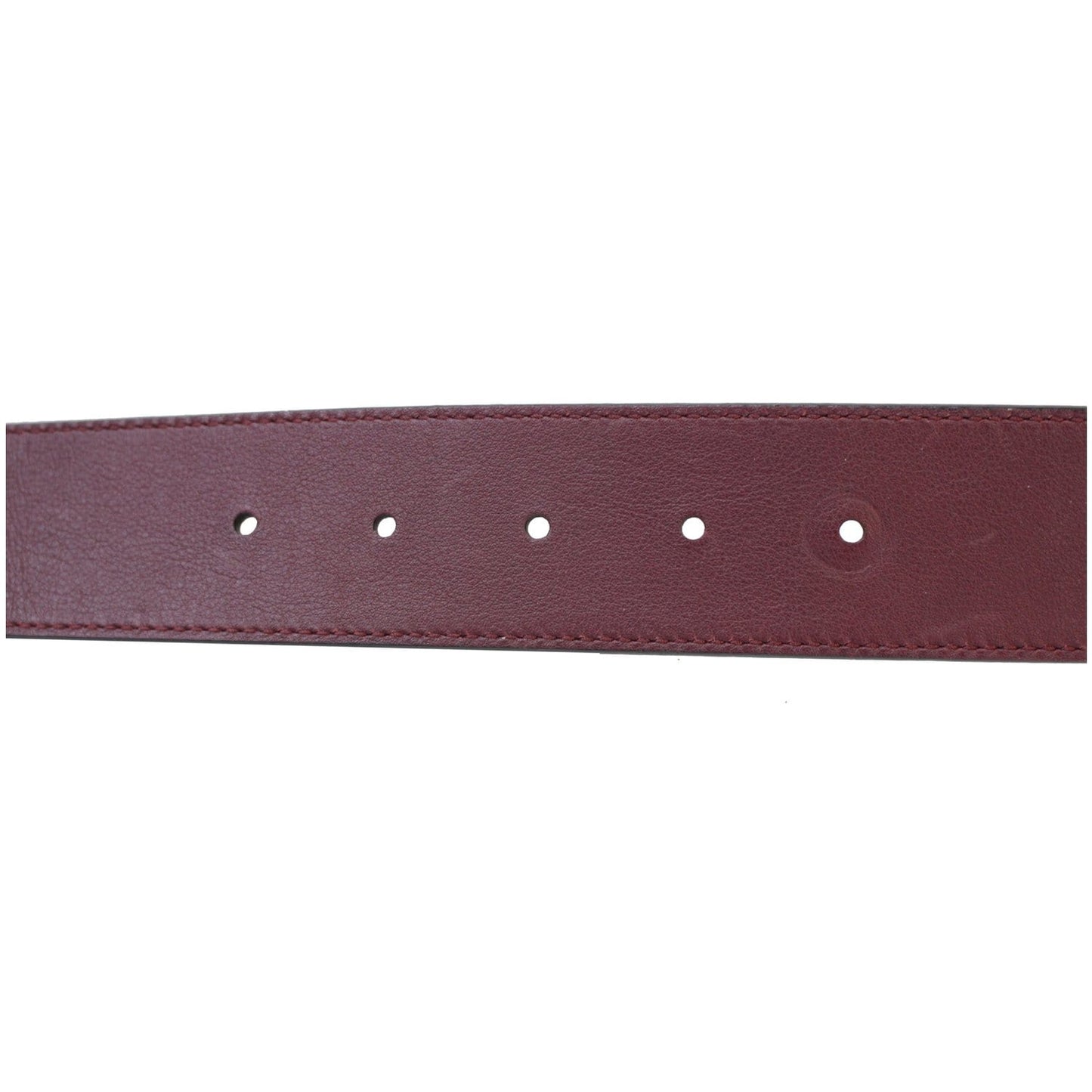 GUCCI Double G Buckle Leather Belt Size 44 Burgundy