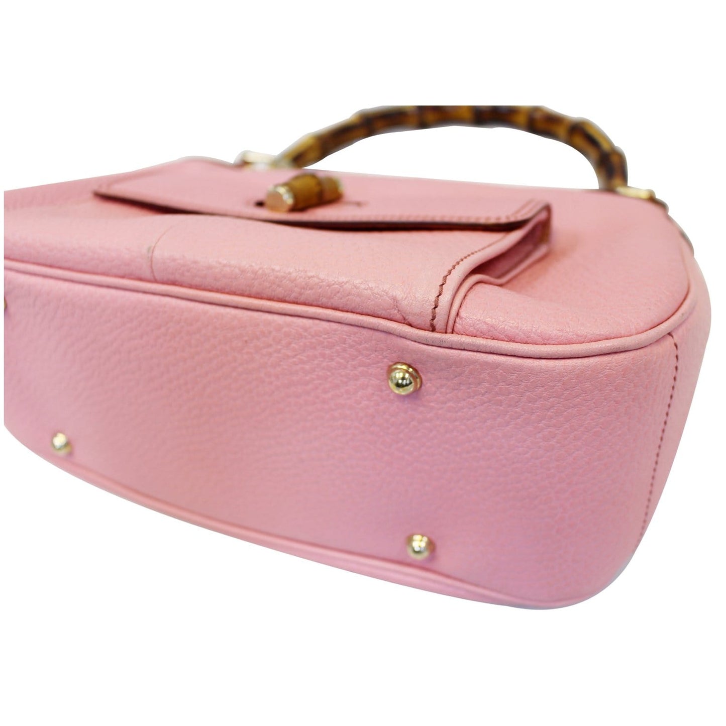 GUCCI Calfskin Bamboo Top Handle Bag Pink