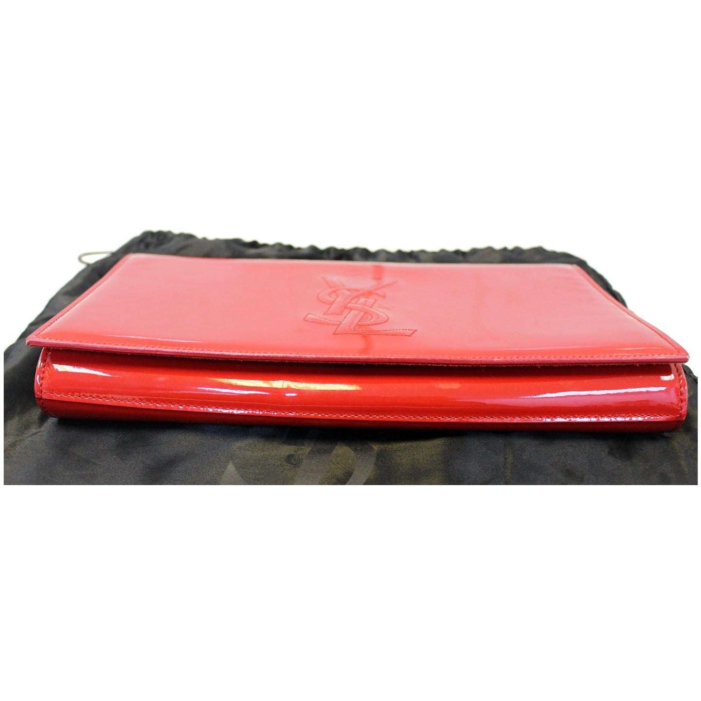 YVES SAINT LAURENT Large Belle de Jour Patent Leather Clutch Bag Red