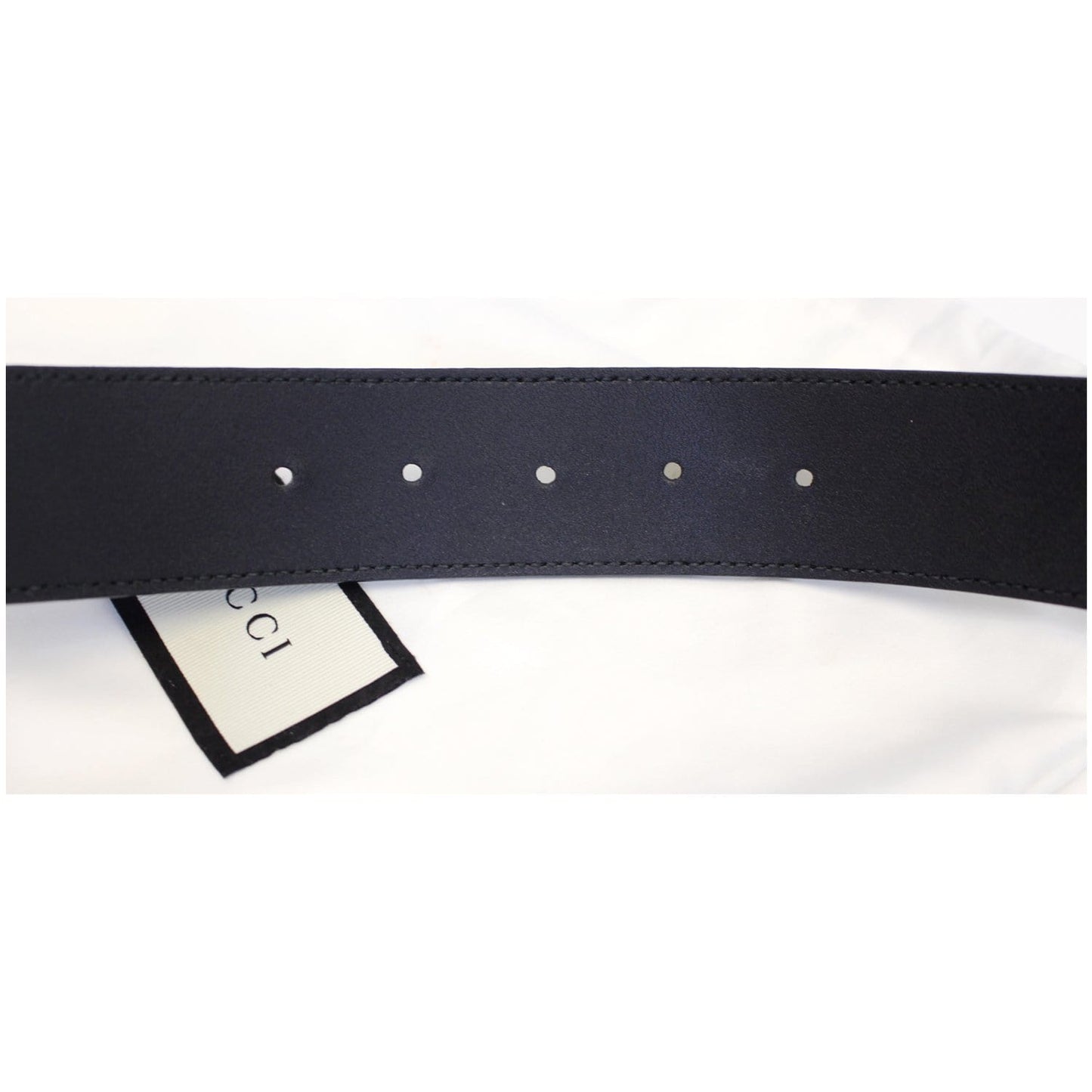 GUCCI Double G Buckle Leather Belt Black Size 37
