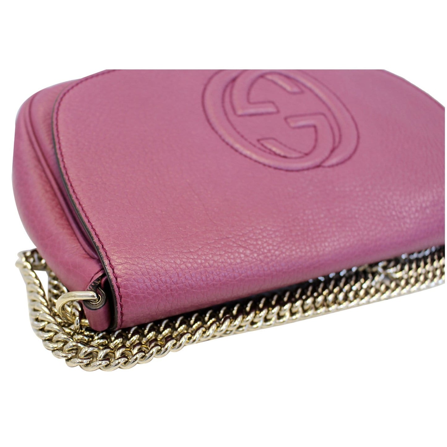 GUCCI Soho Chain Purple Leather Crossbody Bag