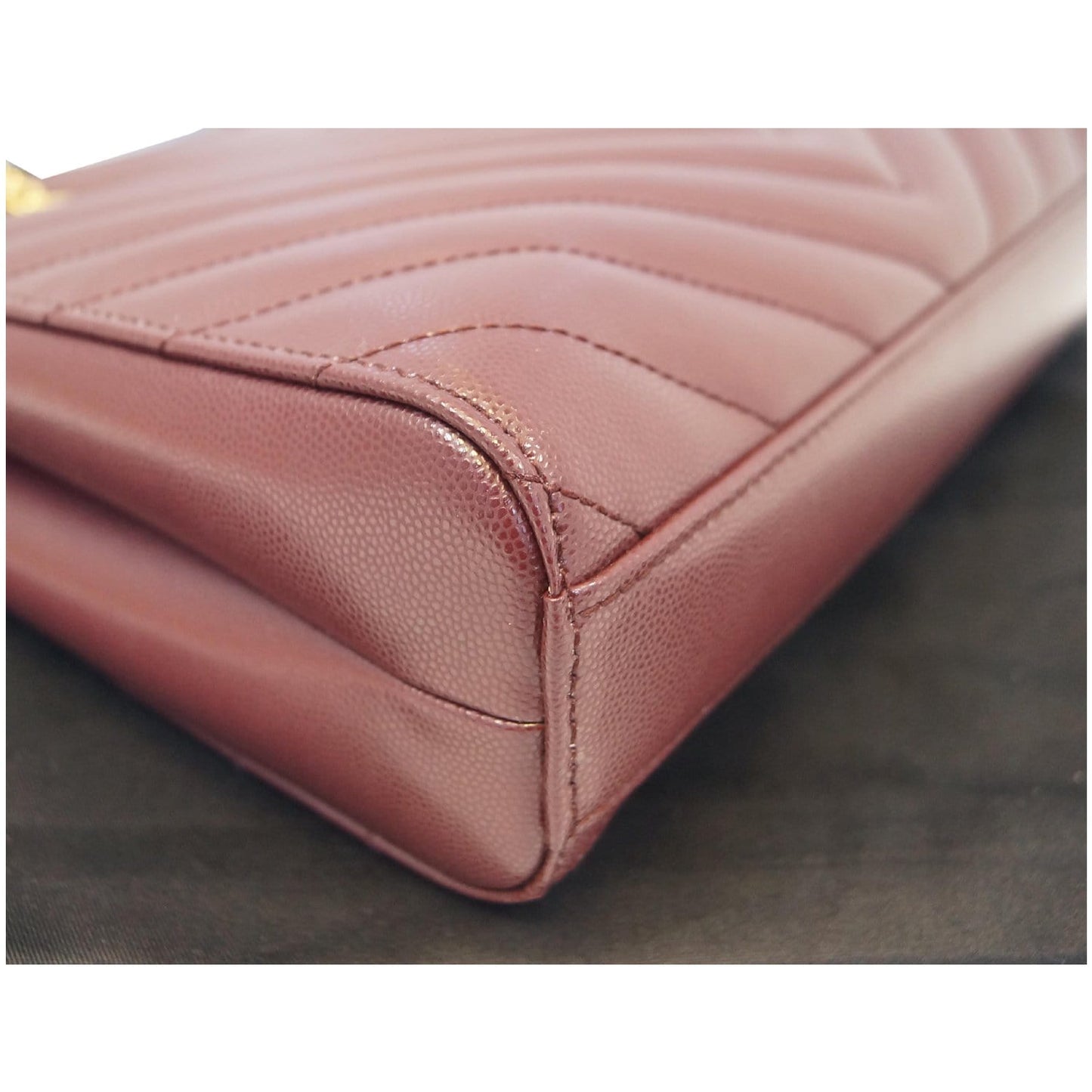 YVES SAINT LAURENT Tribeca Small Grain De Poudre Shopping Bag Burgundy - Last Call