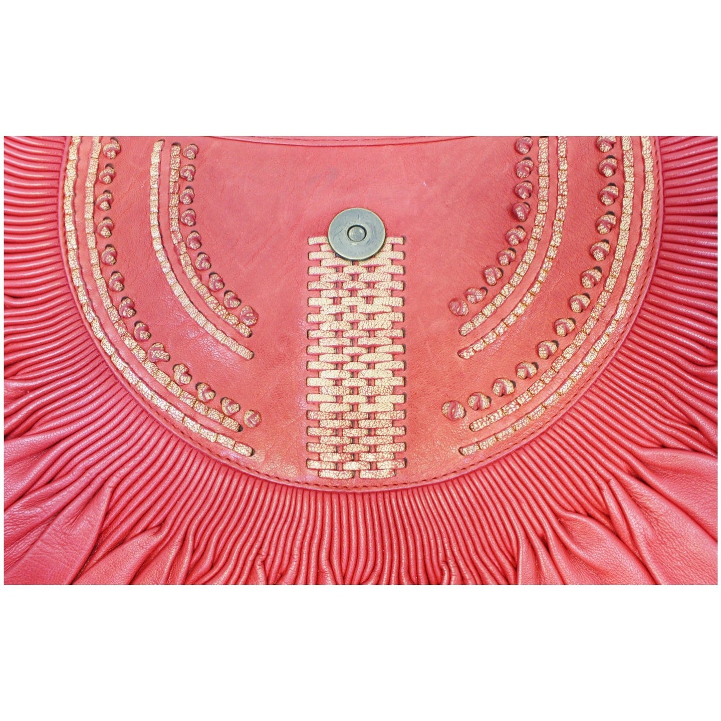 CHRISTIAN DIOR Plisse Pleated Leather Hobo Bag Red