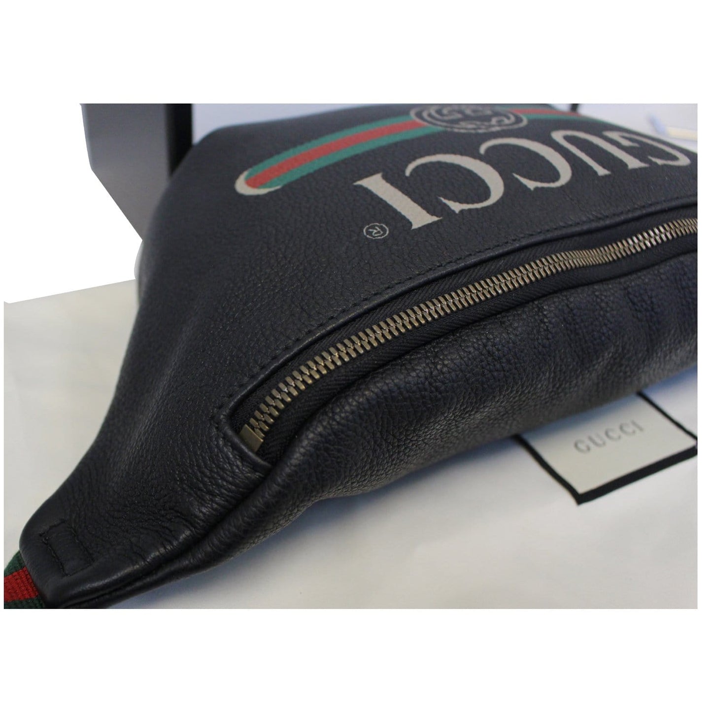 GUCCI Print Leather Black Belt Waist Bumbag Medium 530412