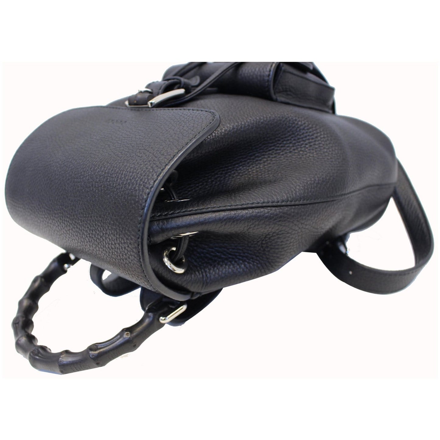 GUCCI Bamboo Pebbled Leather Backpack Bag Black - Last Call