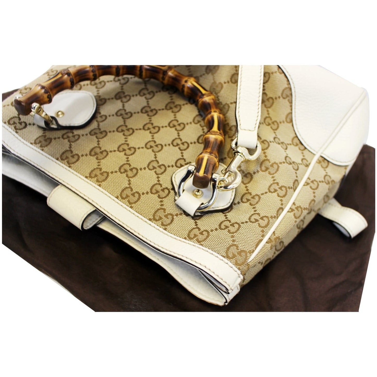 GUCCI Bamboo Diana GG Canvas 2Way Shoulder Handbag