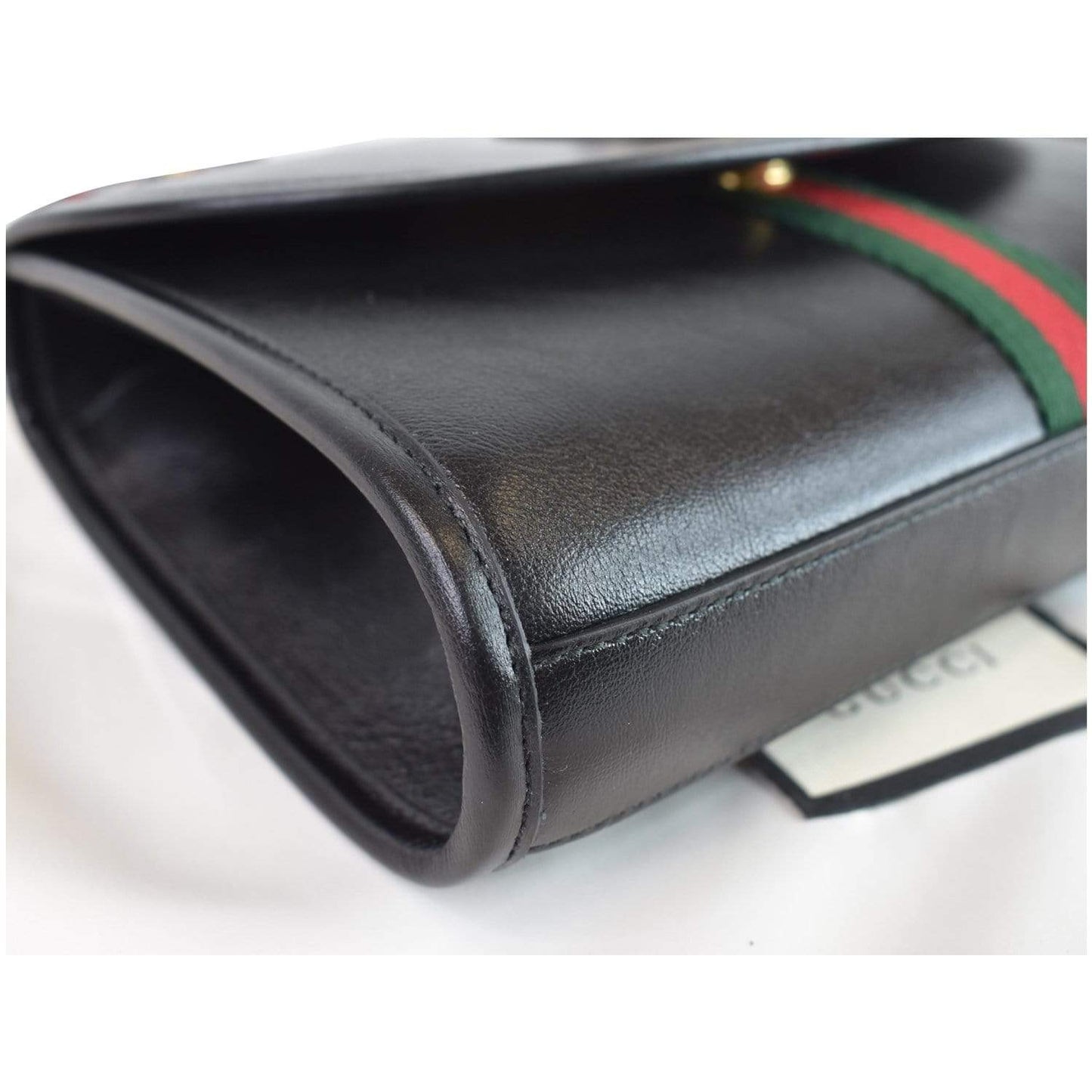 GUCCI Rajah Small Web Leather Shoulder Bag Black 570145 - 25% OFF