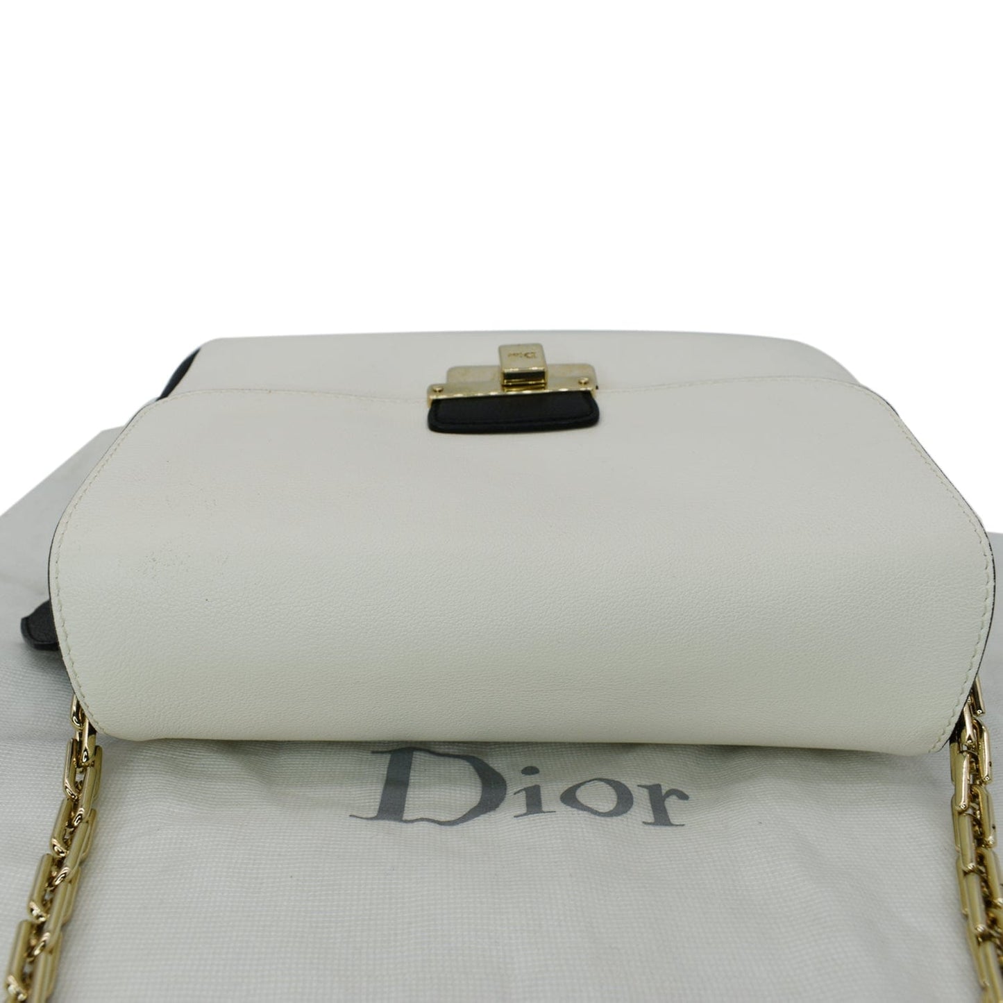 CHRISTIAN DIOR Diorling Medium Leather Shoulder Bag White/Black