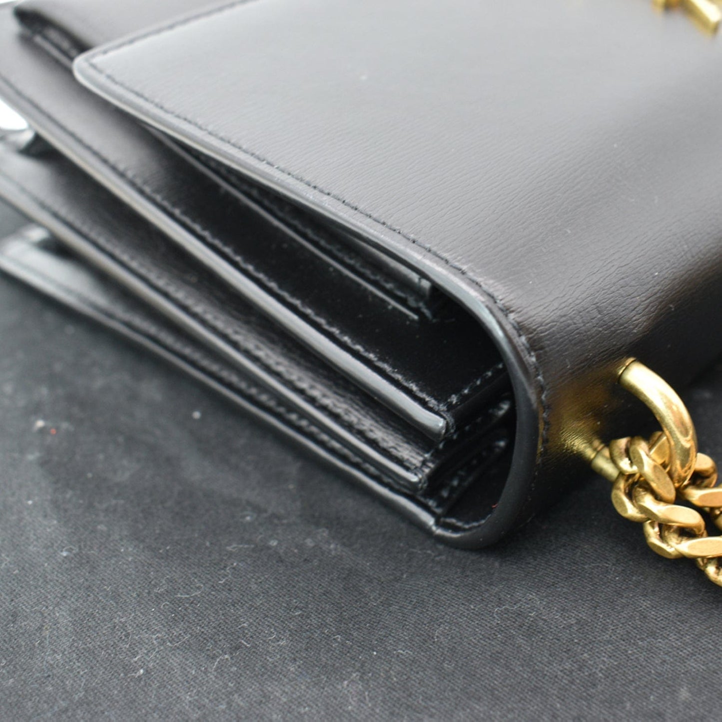 YVES SAINT LAURENT Monogram Sunset Medium Leather Shoulder Bag Black