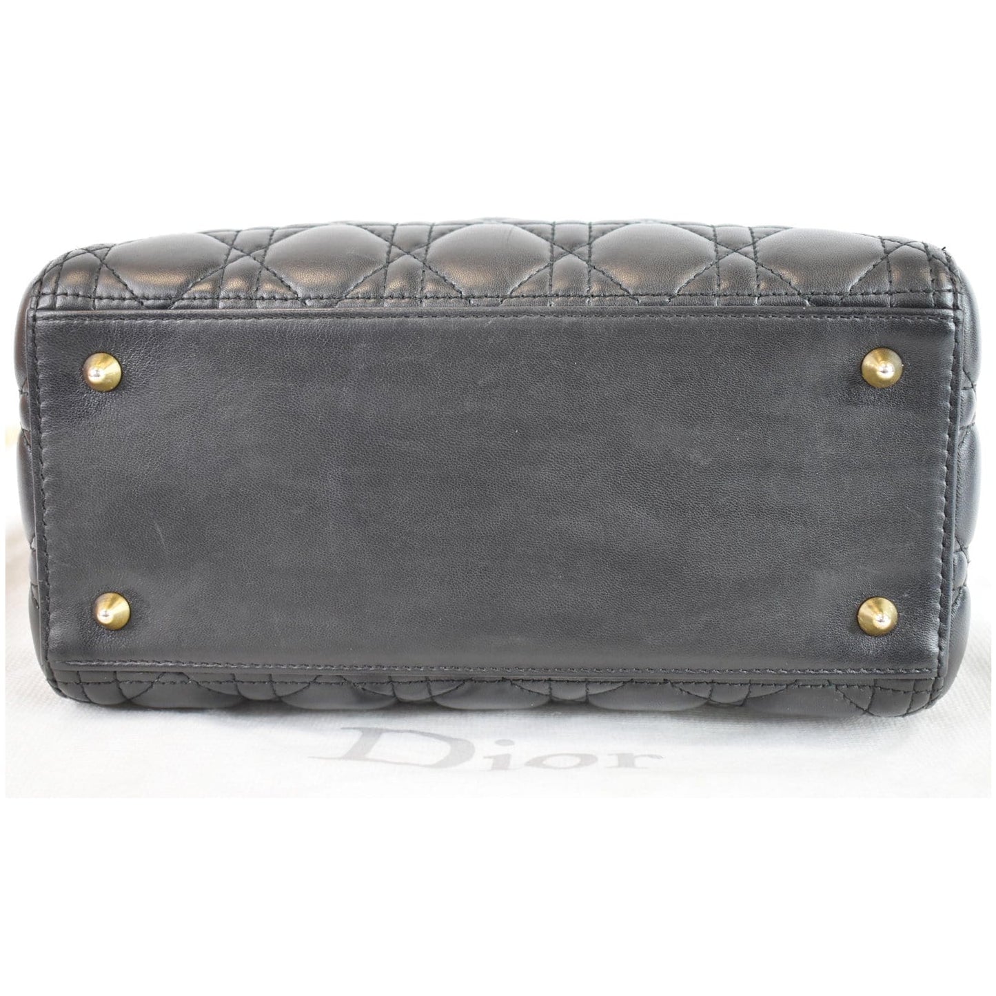 CHRISTIAN DIOR Medium Lady Dior Lambskin Shoulder Bag Black
