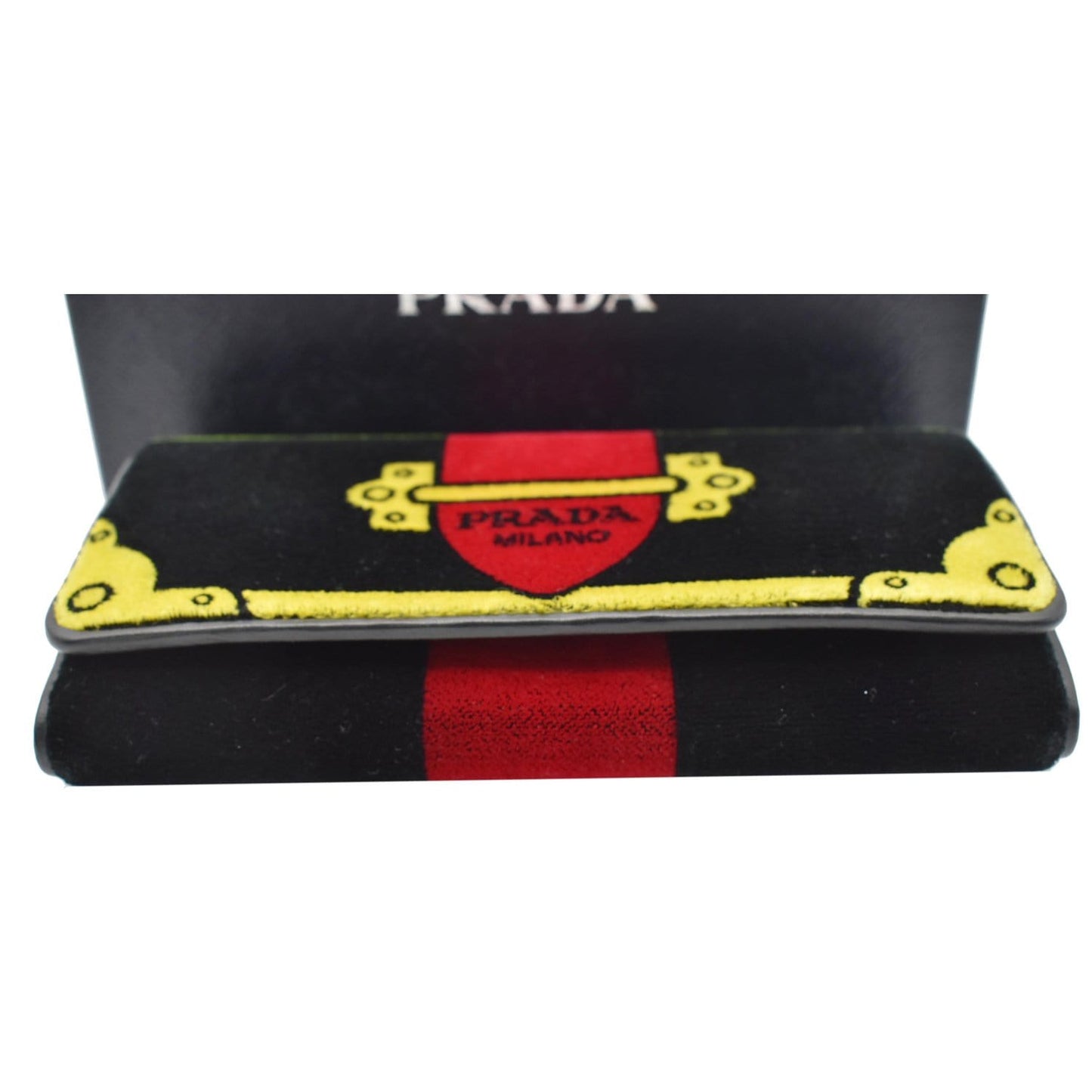 PRADA Cahier Velvet Clutch Bag Multicolor