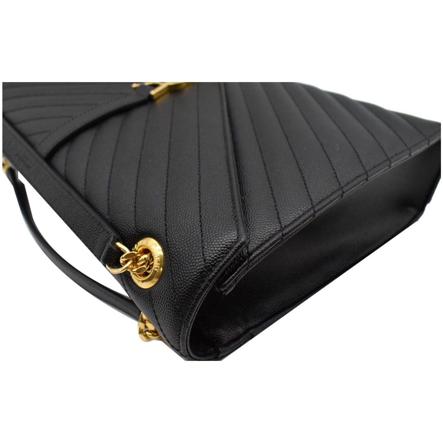 YVES SAINT LAURENT Large Envelope Mix Matelasse Grain De Poudre Chain Shoulder Bag Black