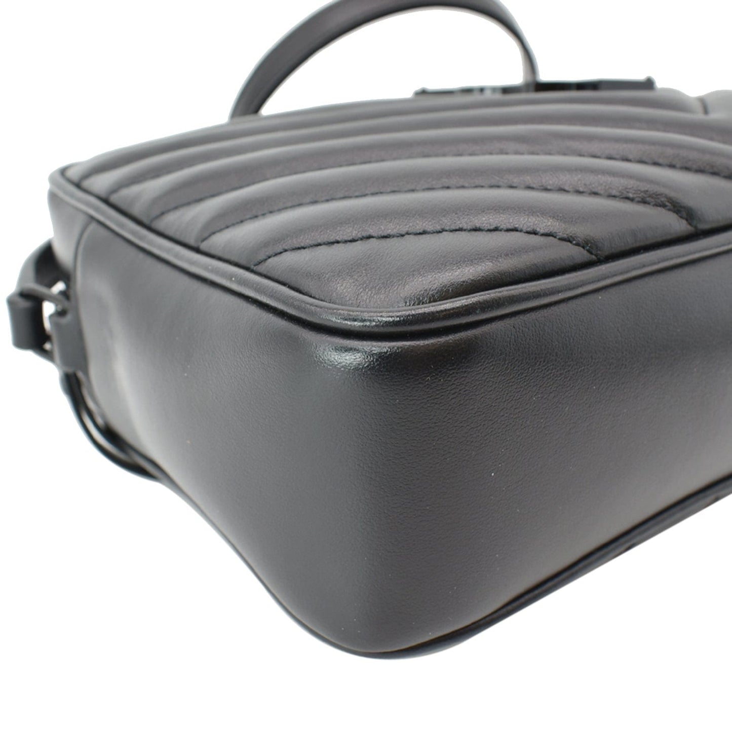 YVES SAINT LAURENT Lou Chevron Leather Camera Crossbody Bag Black