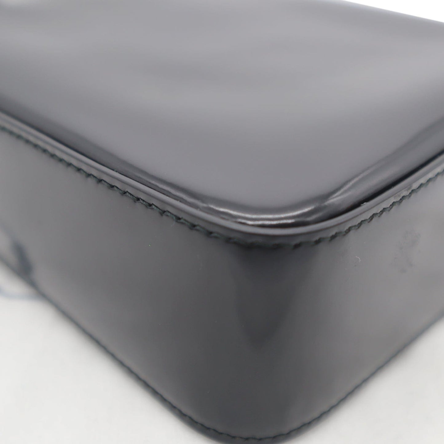 PRADA Small Brushed Leather Tote Shoulder Bag Black