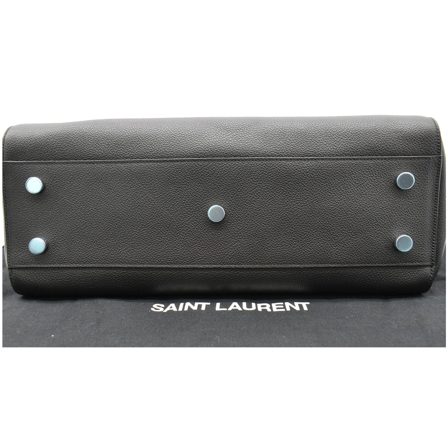 YVES SAINT LAURENT Cabas Rive Gauche Leather Tote Bag Black