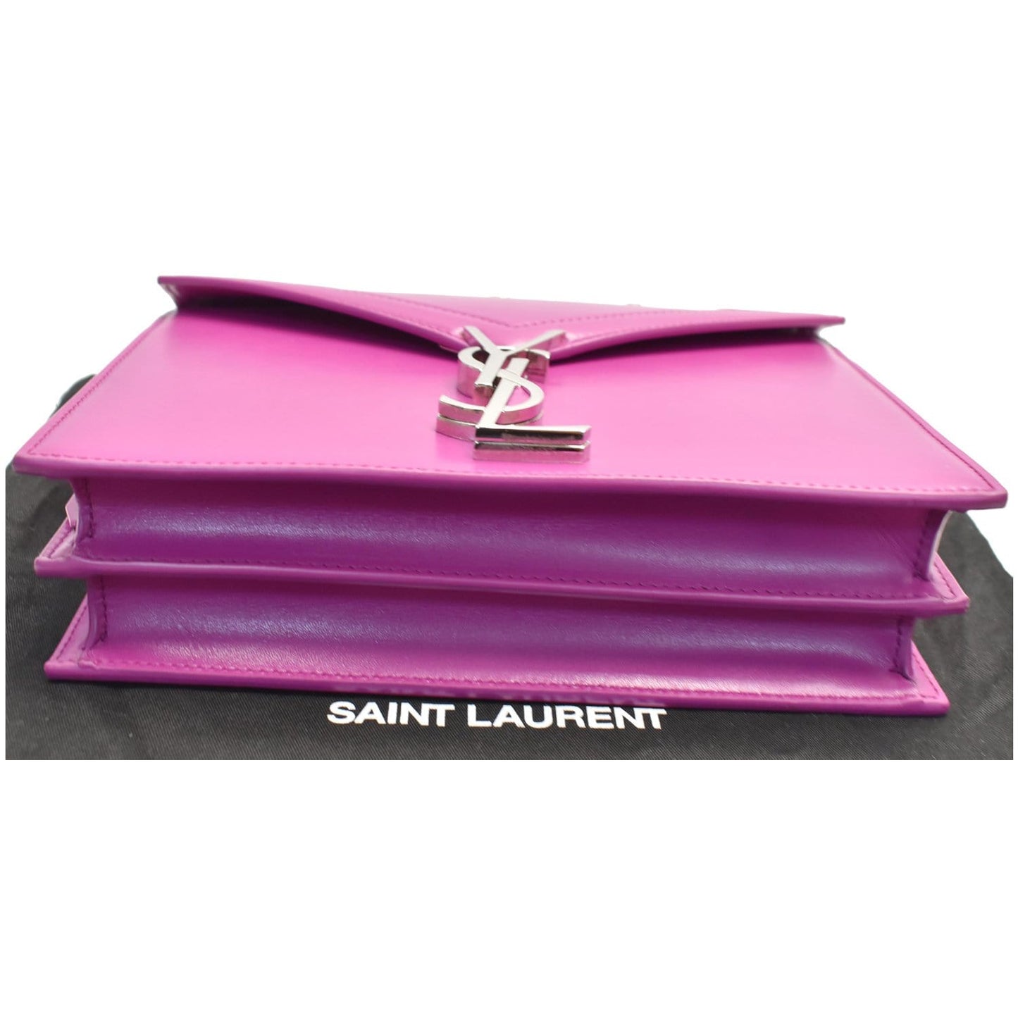 YVES SAINT LAURENT Cassandra Medium Monogram Clasp Shoulder Bag Magenta
