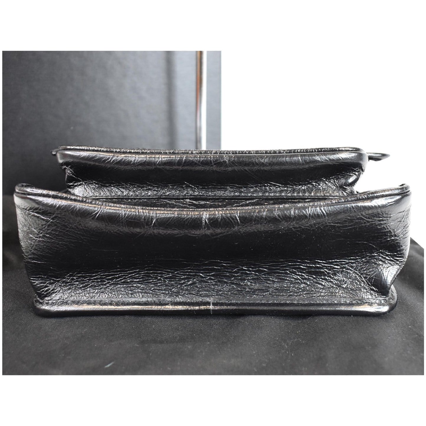 YVES SAINT LAURENT Niki Baby Crinkle Leather Crossbody Bag Black
