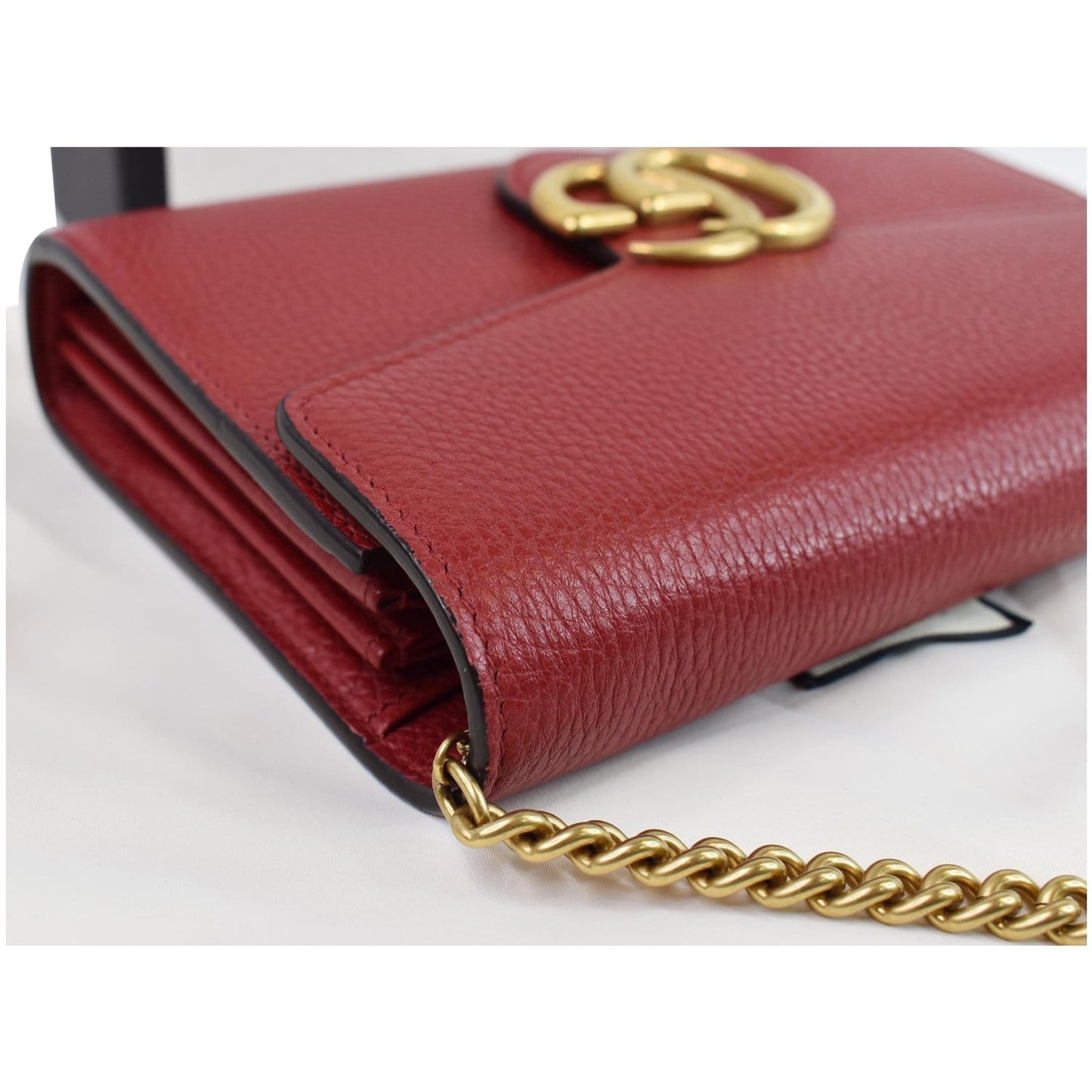 GUCCI GG Marmont Leather Crossbody Chain Wallet Red 401232