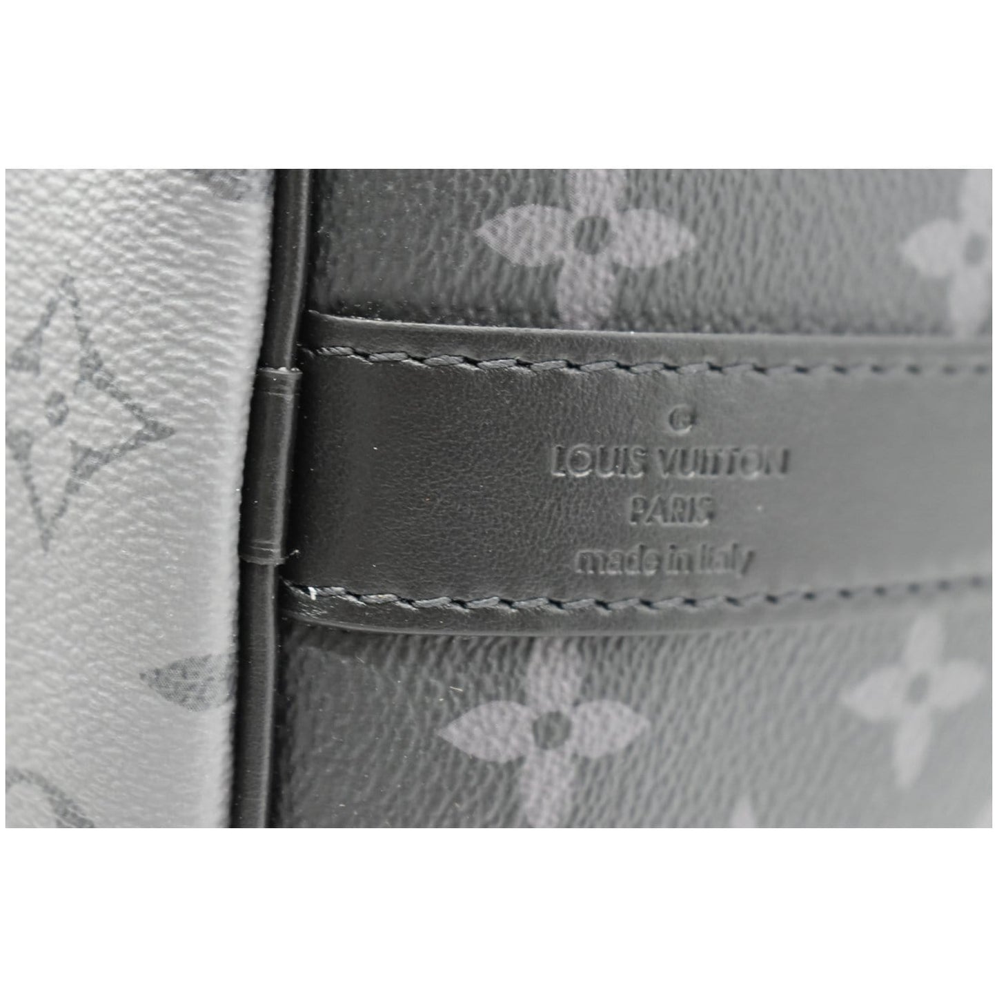 LOUIS VUITTON Keepall 50 Bandouliere Monogram Eclipse Canvas Travel Bag Black