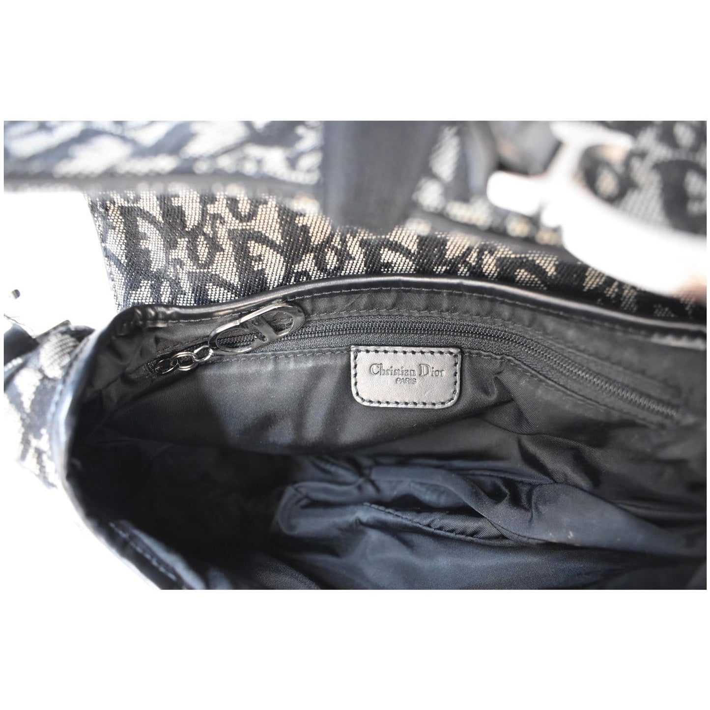 CHRISTIAN DIOR Saddle Oblique Jacquard Shoulder Bag Black