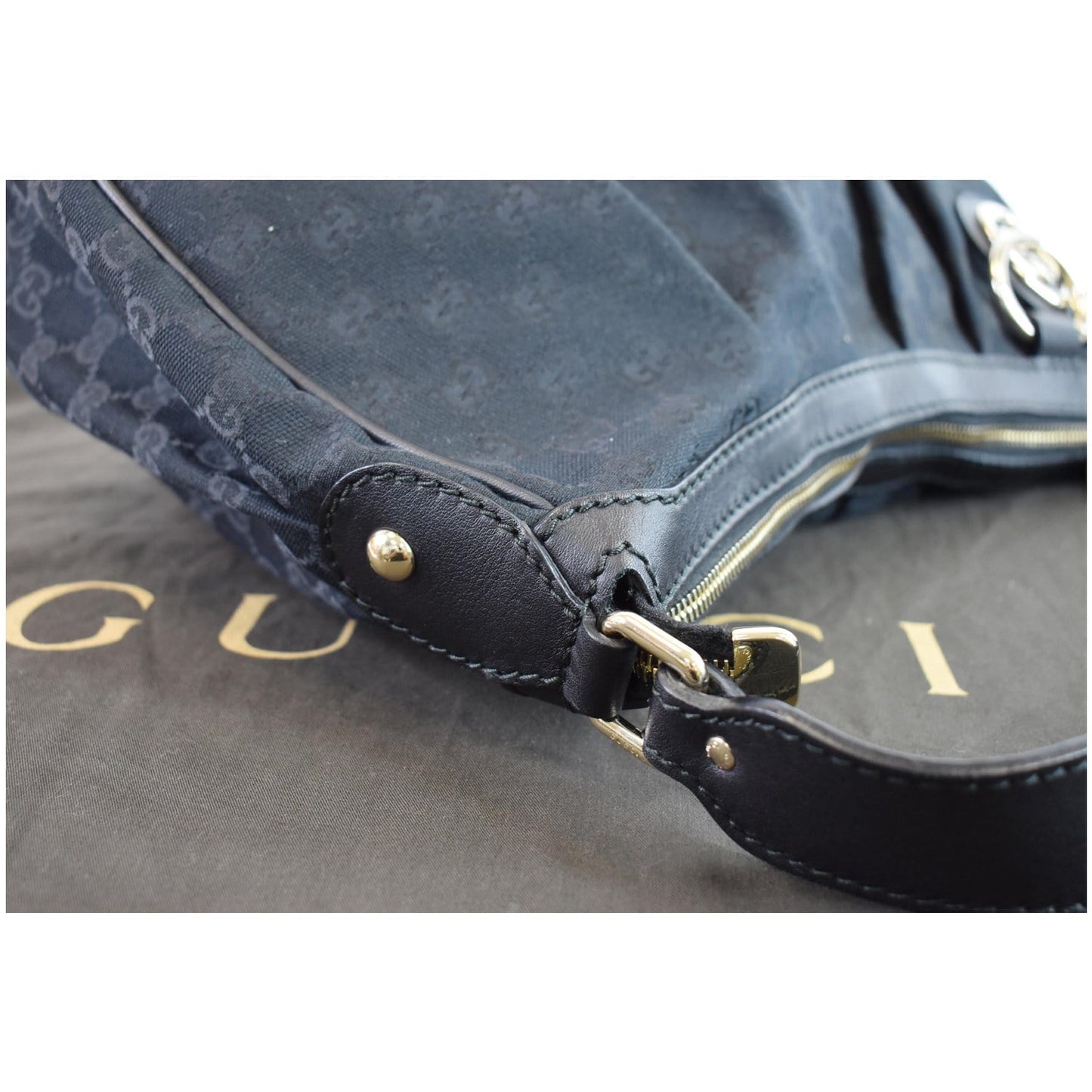 GUCCI Medium Sukey GG Canvas Hobo Bag Black 232955