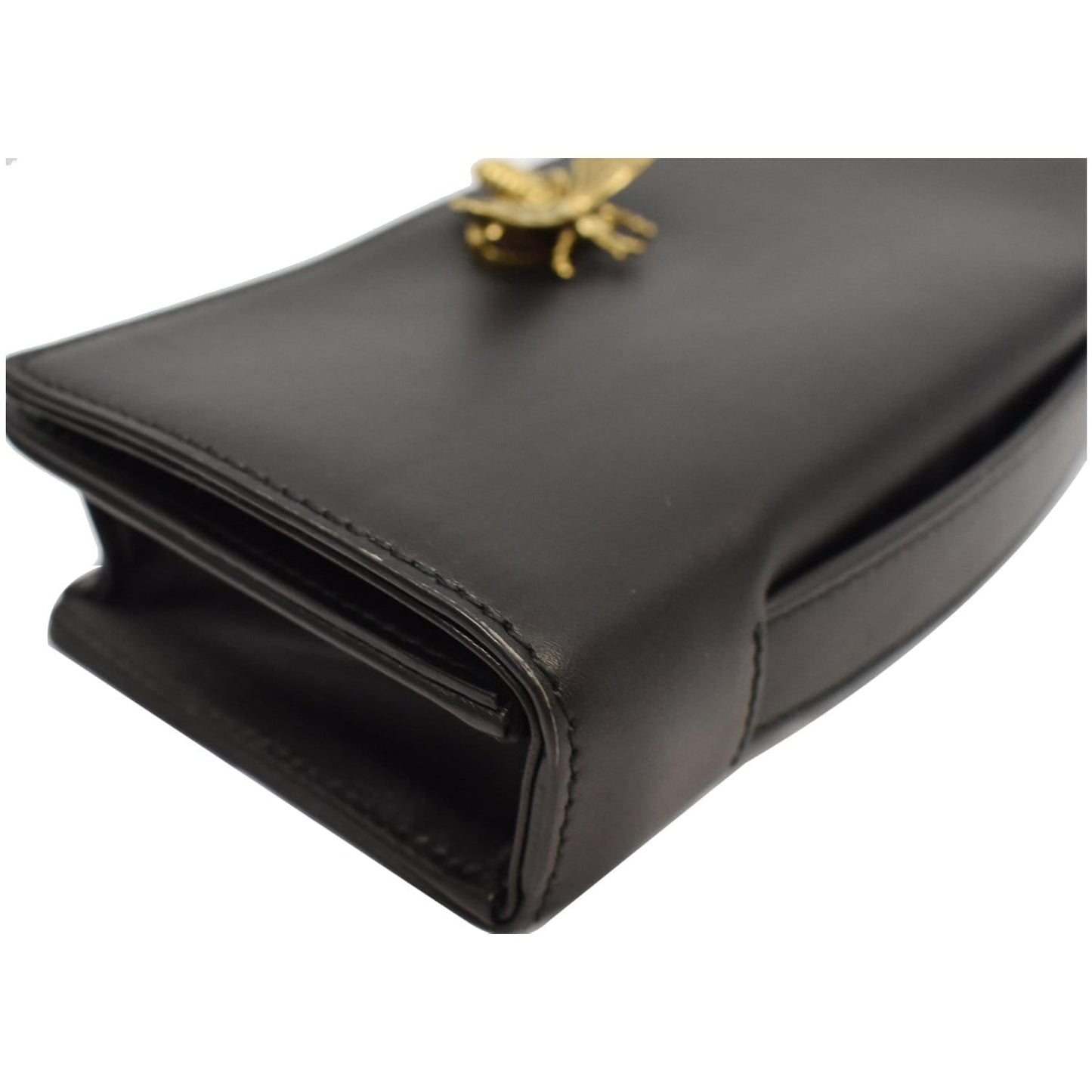 CHRISTIAN DIOR Bee Leather Pouch Clutch Bag Black