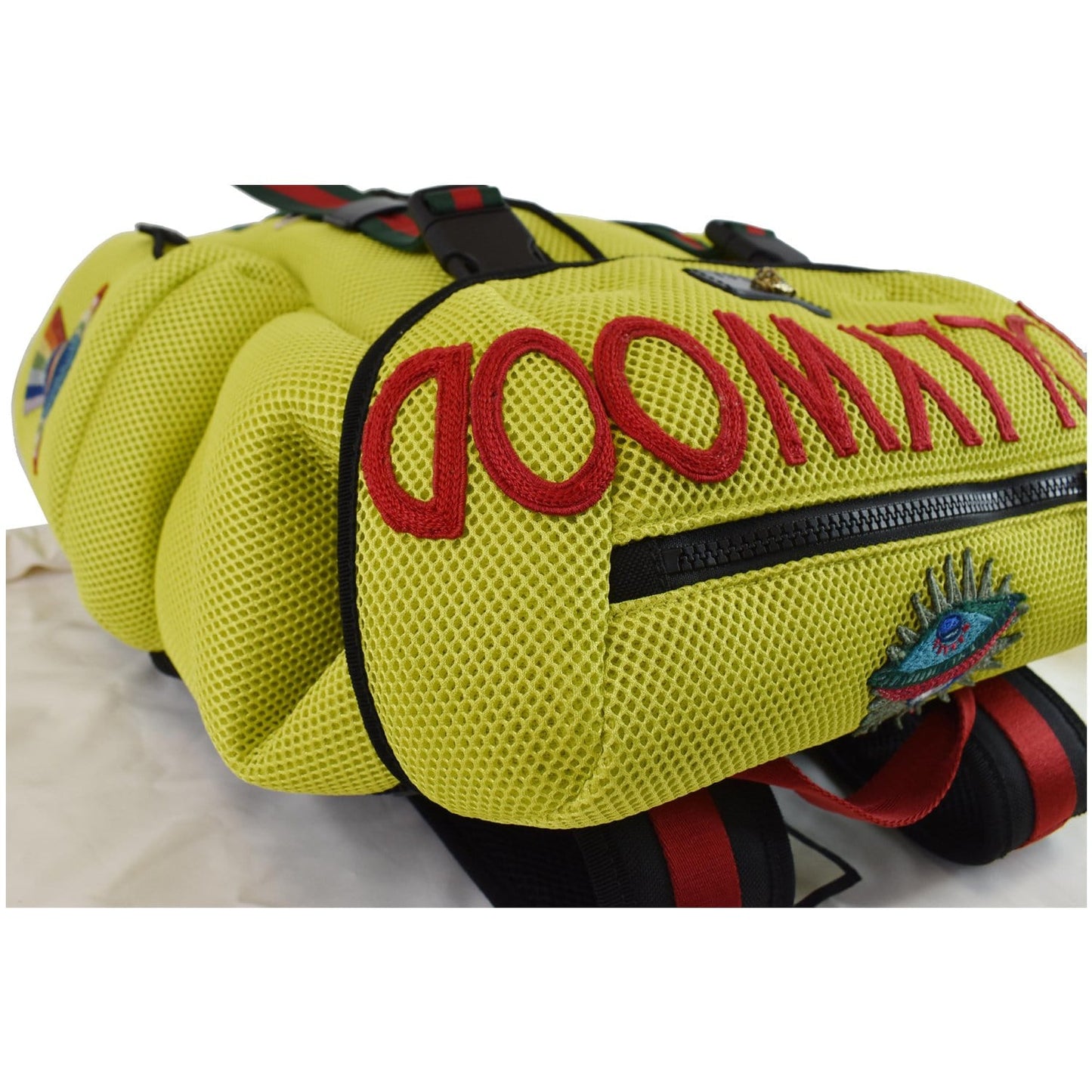 GUCCI Techpack Hollywood Embroidery Mesh Fabric Backpack Bag Lime 429037