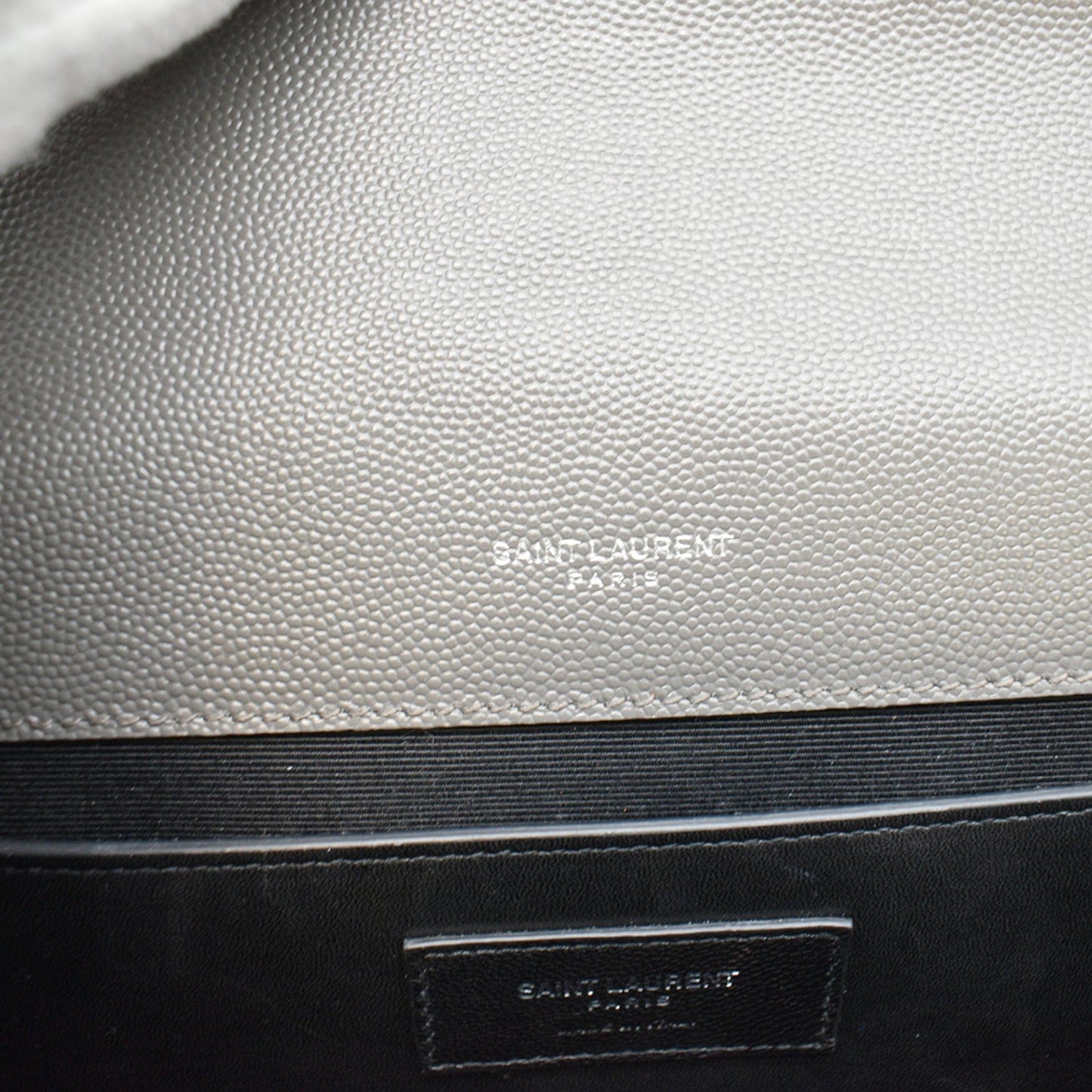 YVES SAINT LAURENT Envelope Chain Medium Mix Matelassé Leather Crossbody Bag Grey