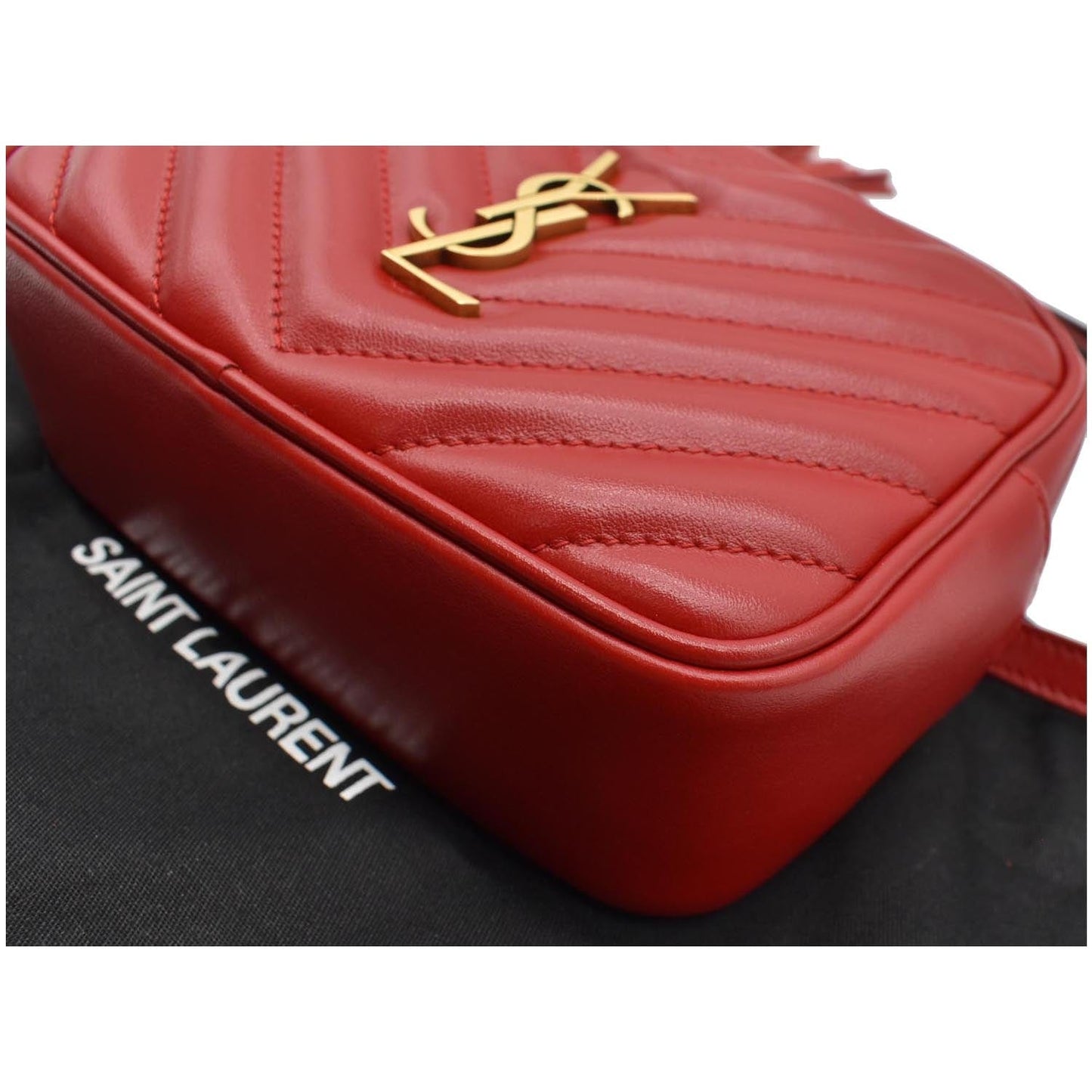 YVES SAINT LAURENT Lou Chevron Leather Belt Bag Red - 10% OFF