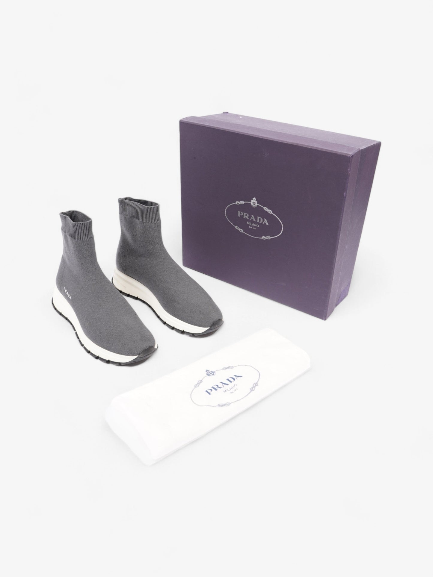 Prada Knit Sneakers Grey Cotton EU 38 UK 5