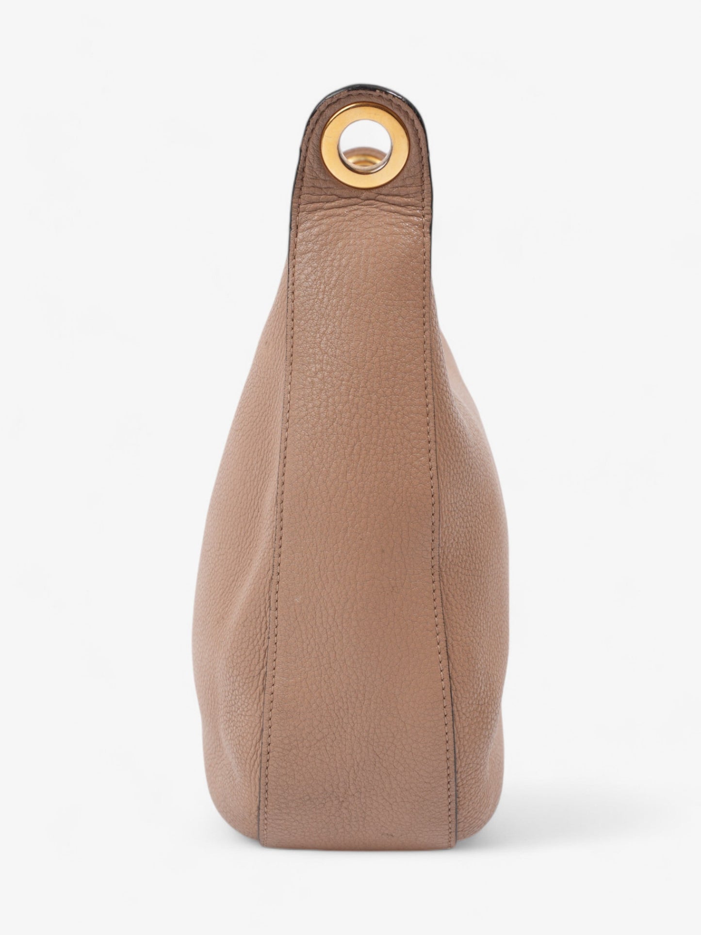Prada Zipped Hobo Taupe Calfskin Leather