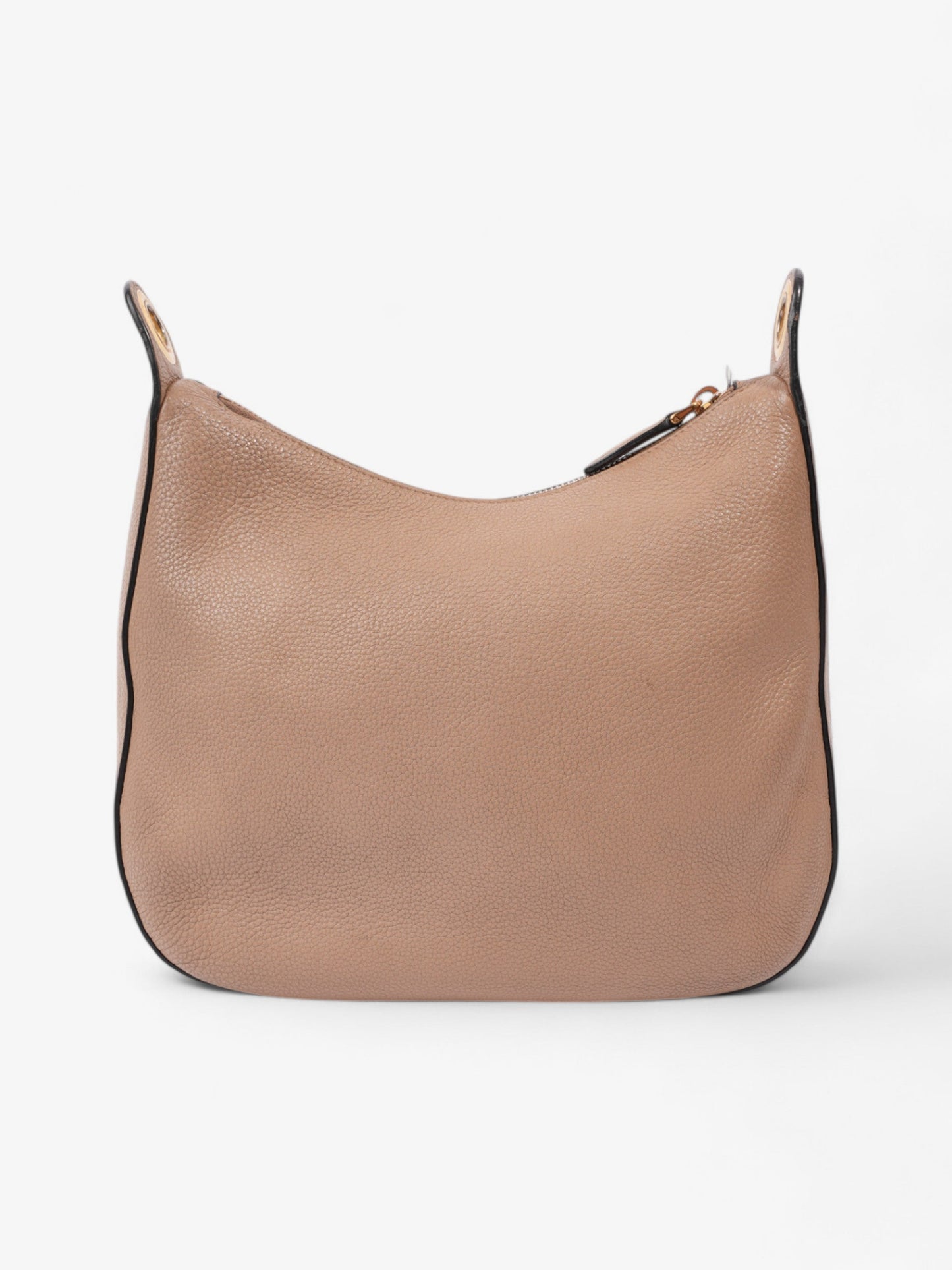 Prada Zipped Hobo Taupe Calfskin Leather