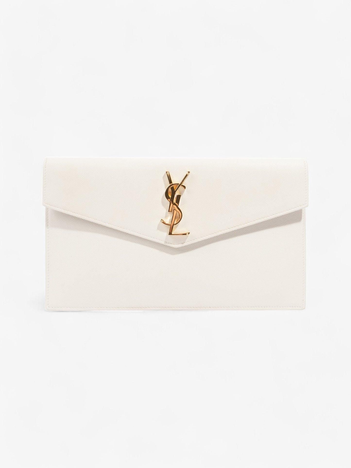 Saint Laurent Uptown Clutch Blanc Vintage Grained Leather