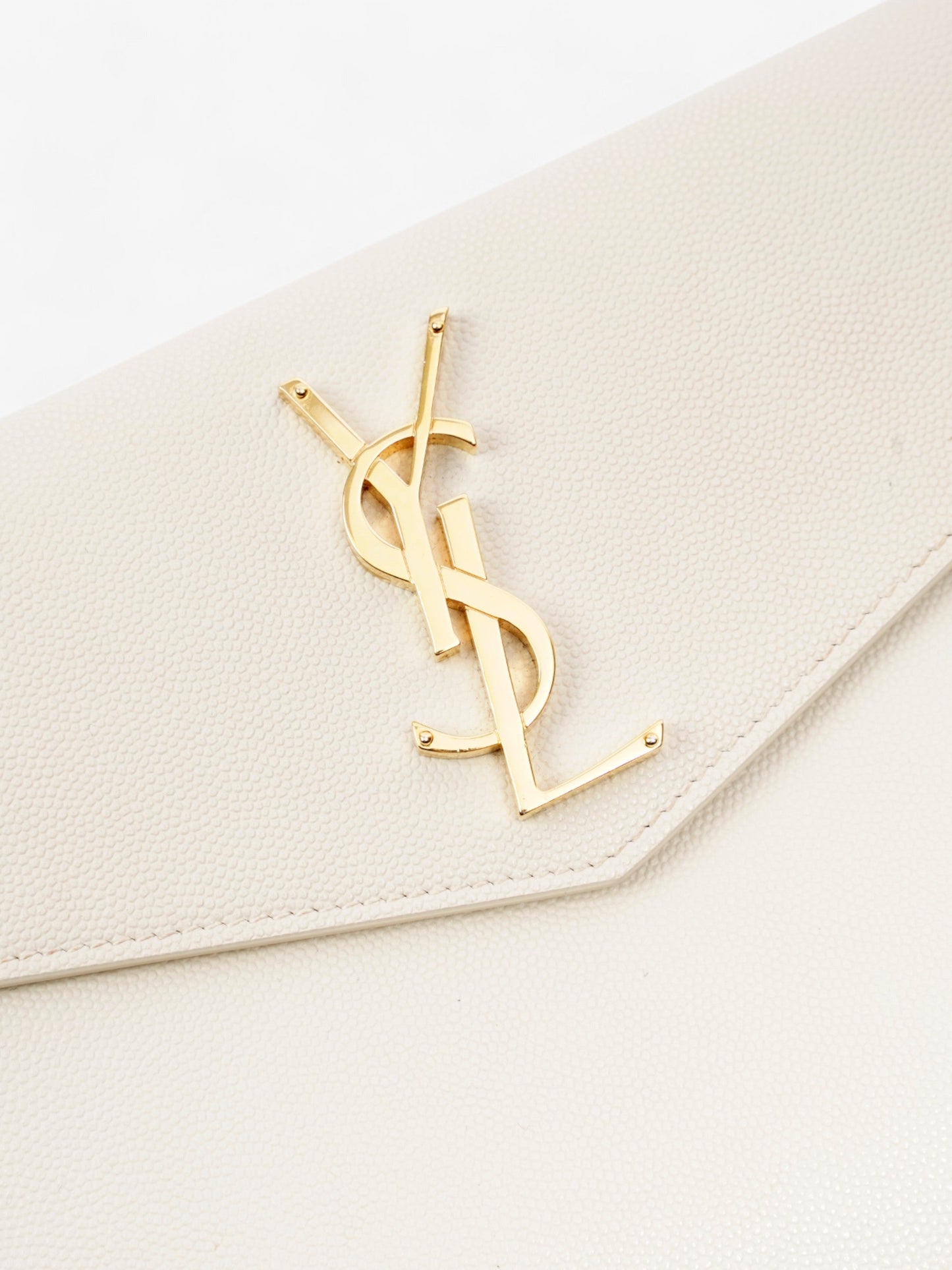 Saint Laurent Uptown Clutch Blanc Vintage Grained Leather