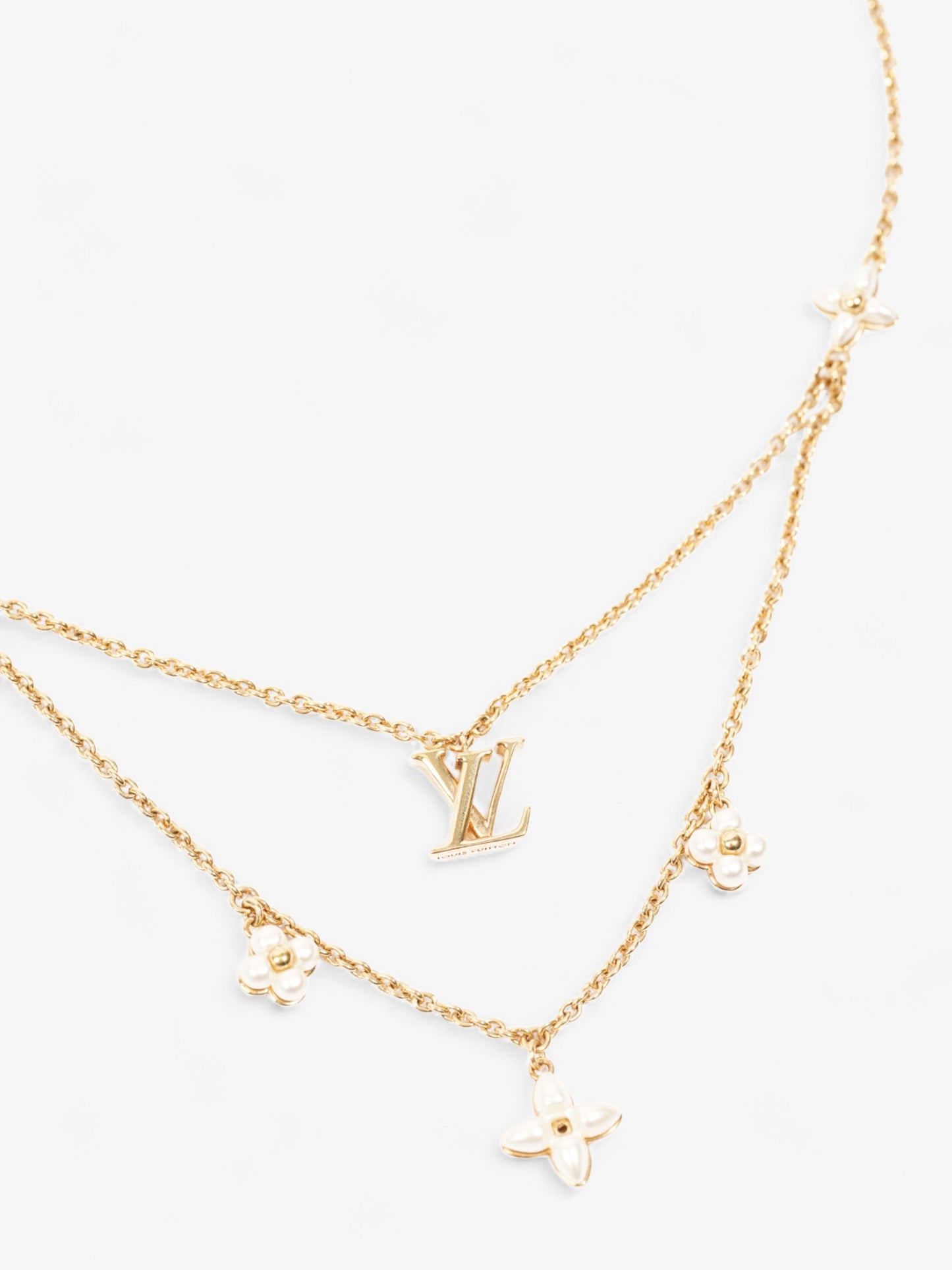 Louis Vuitton LV Floragram Necklace Gold / White Base Metal