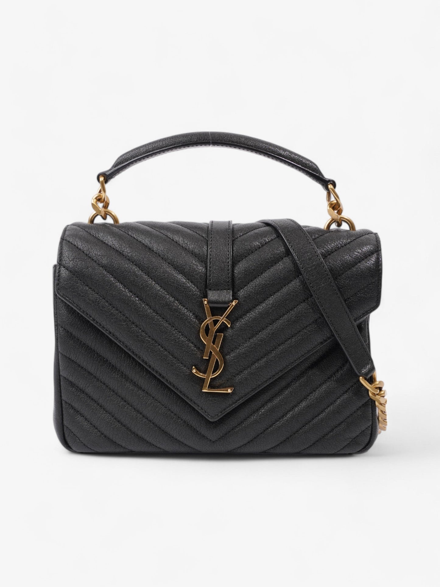 Saint Laurent College Black Lambskin Leather Medium