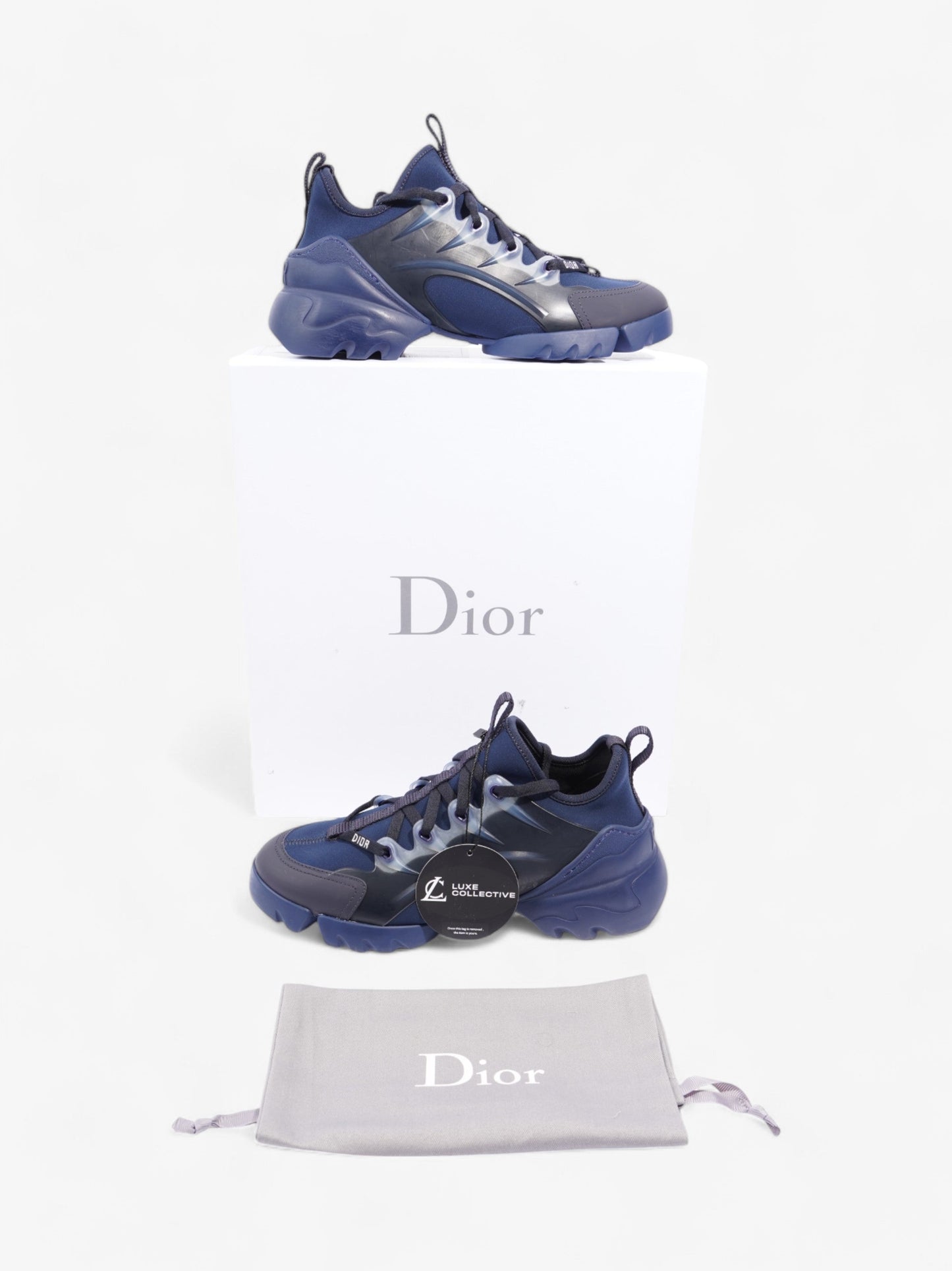 Christian Dior D-Connect Sneakers Navy Technical Fabric EU 37.5 UK 4.5