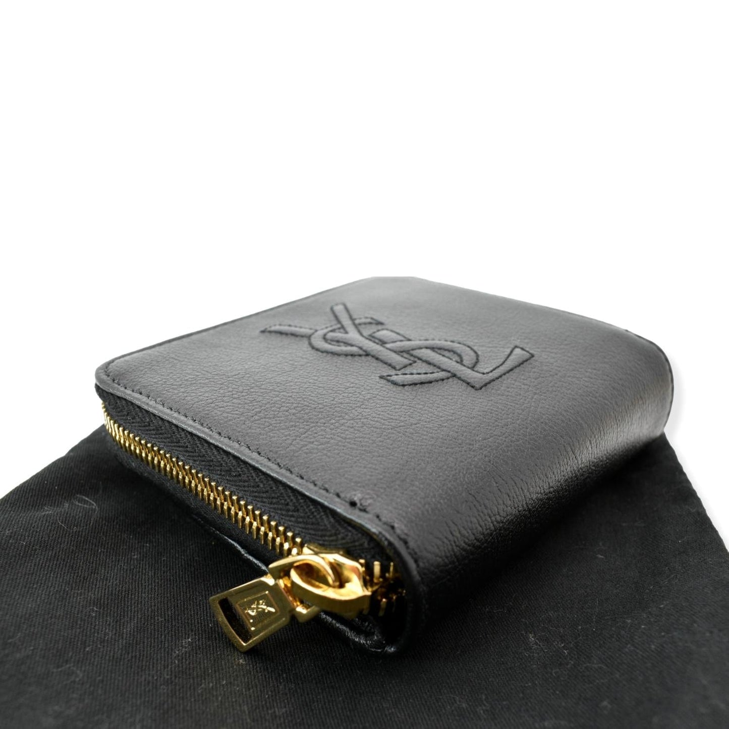 YVES SAINT LAURENT Grained Leather Zip Wallet Black
