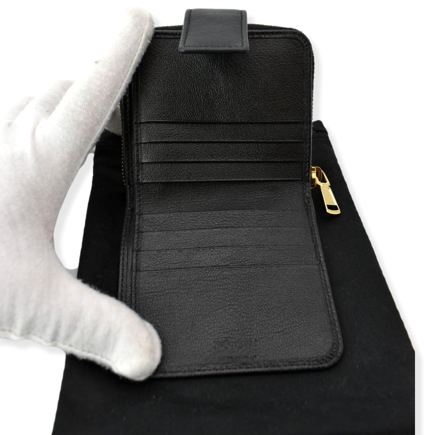 YVES SAINT LAURENT Grained Leather Zip Wallet Black