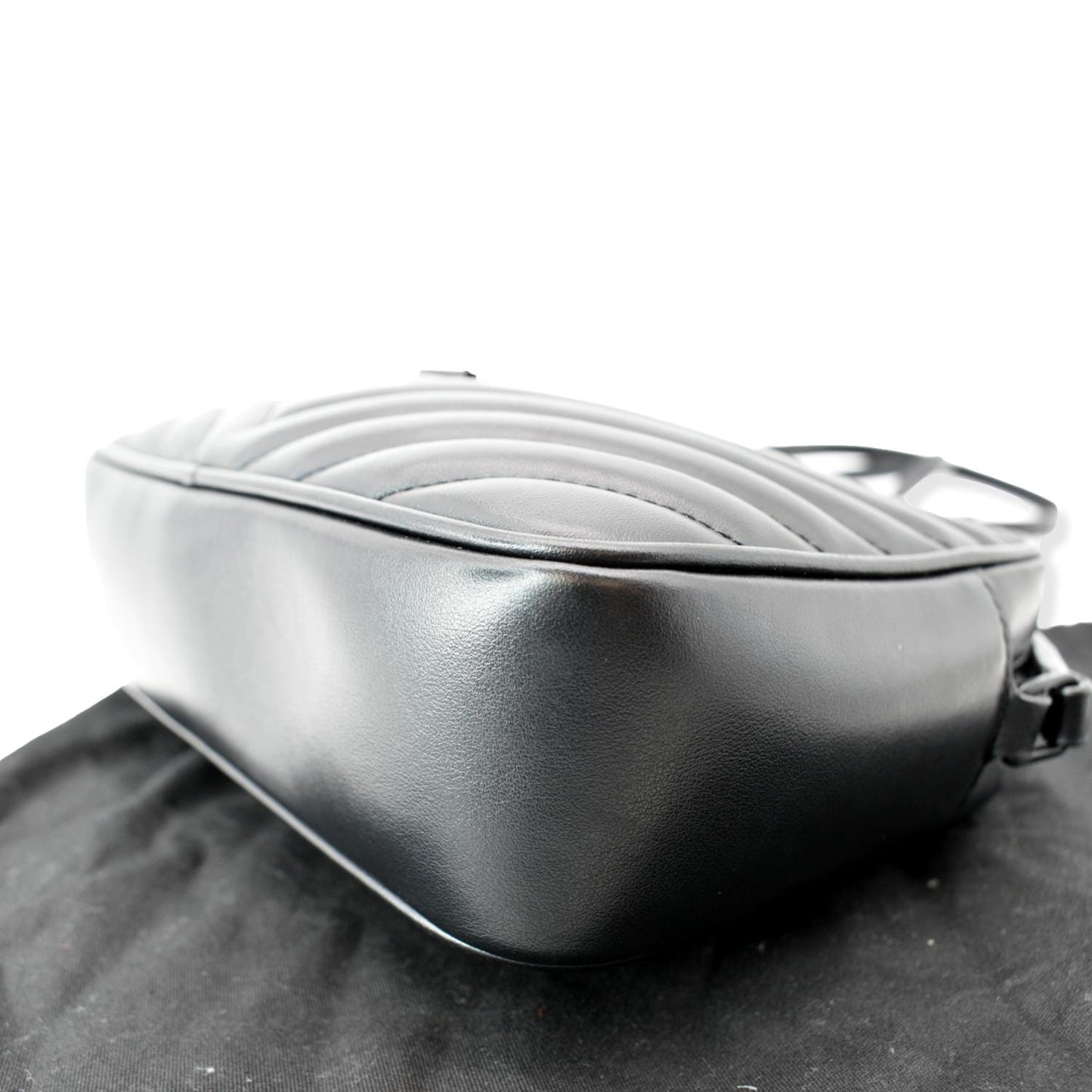 YVES SAINT LAURENT Lou Chevron Leather Camera Crossbody Bag Black