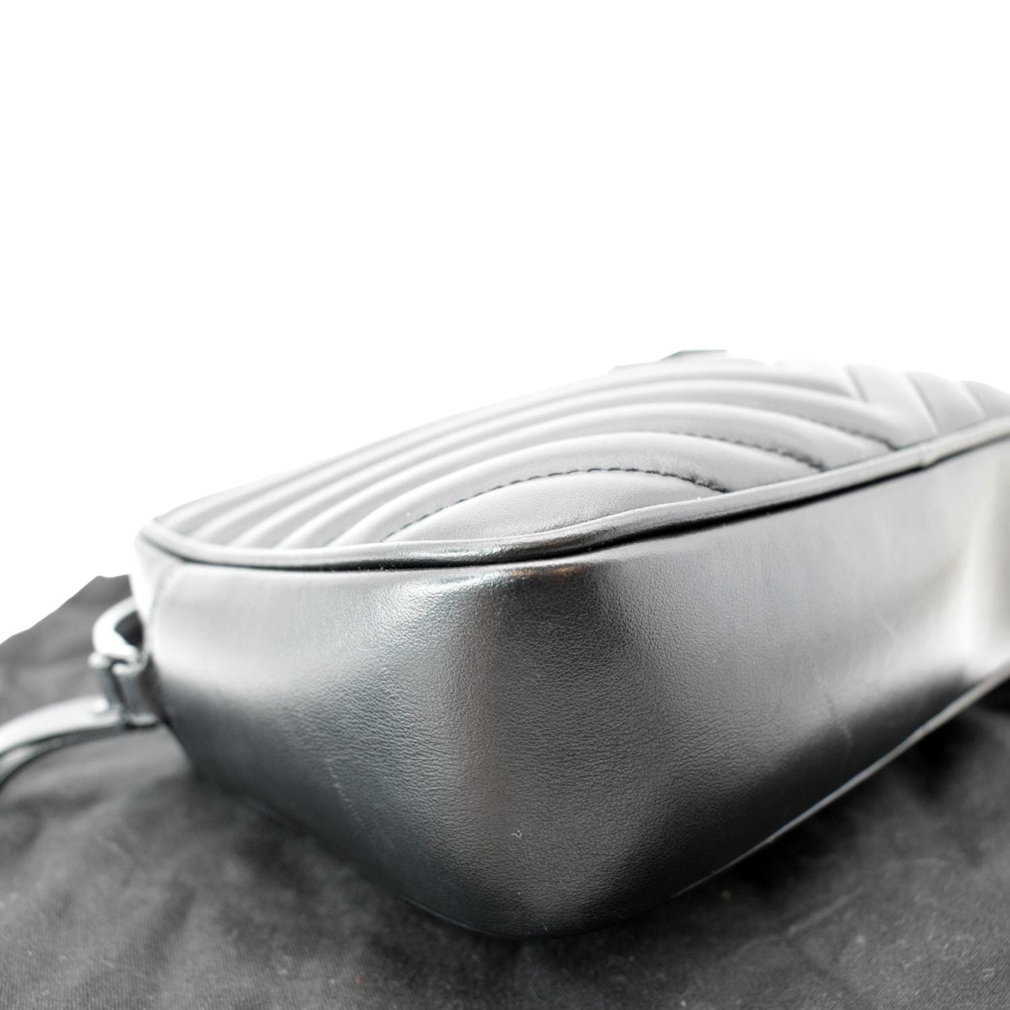 YVES SAINT LAURENT Lou Chevron Leather Camera Crossbody Bag Black