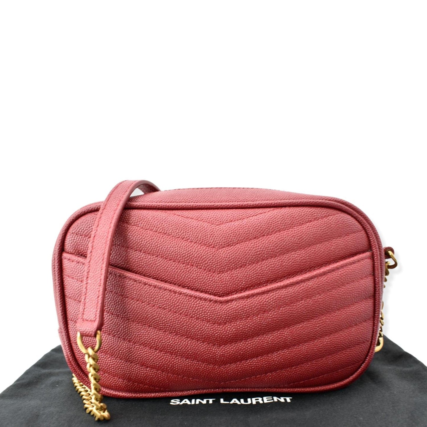 YVES SAINT LAURENT Mini Lou Leather Camera Crossbody Bag Red