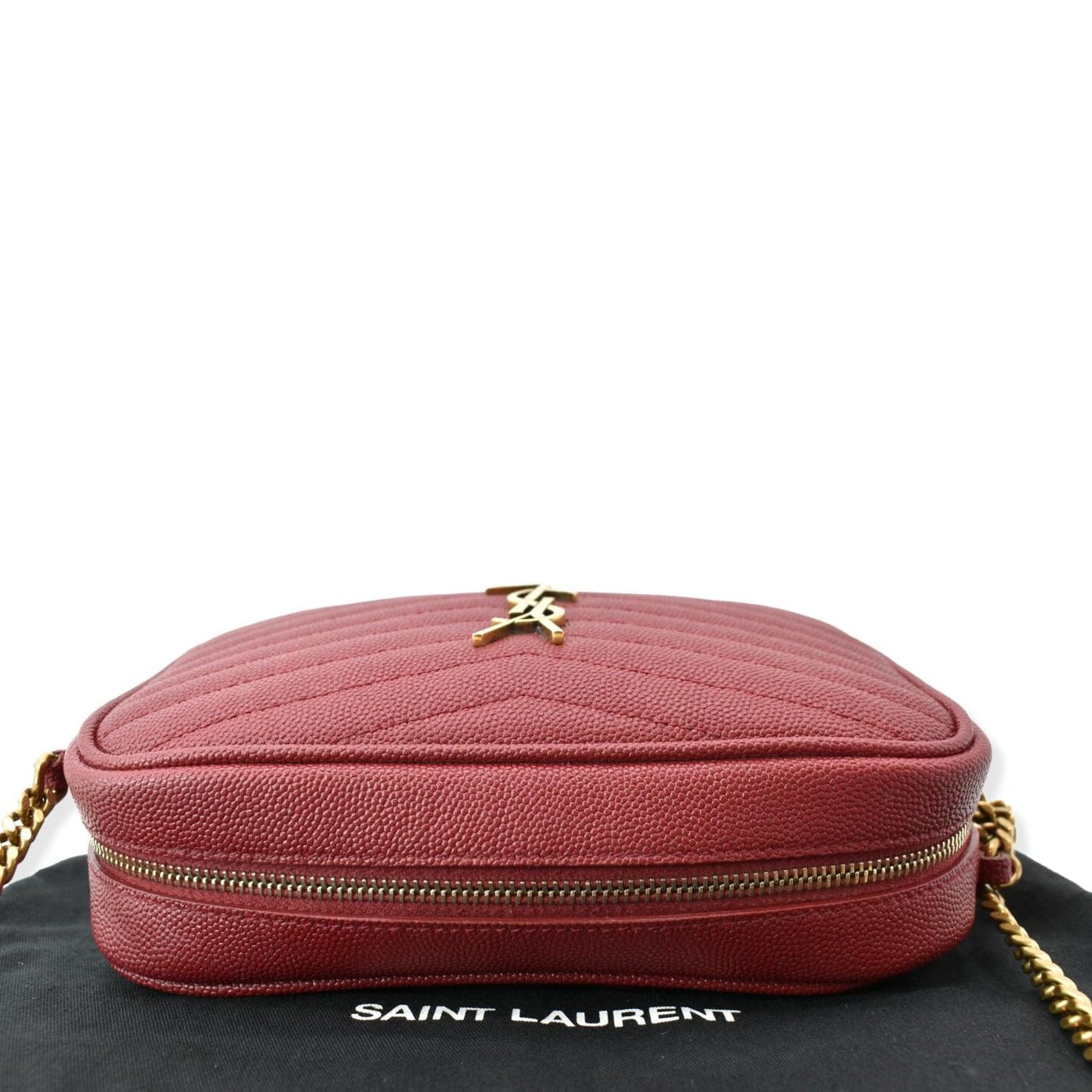 YVES SAINT LAURENT Mini Lou Leather Camera Crossbody Bag Red