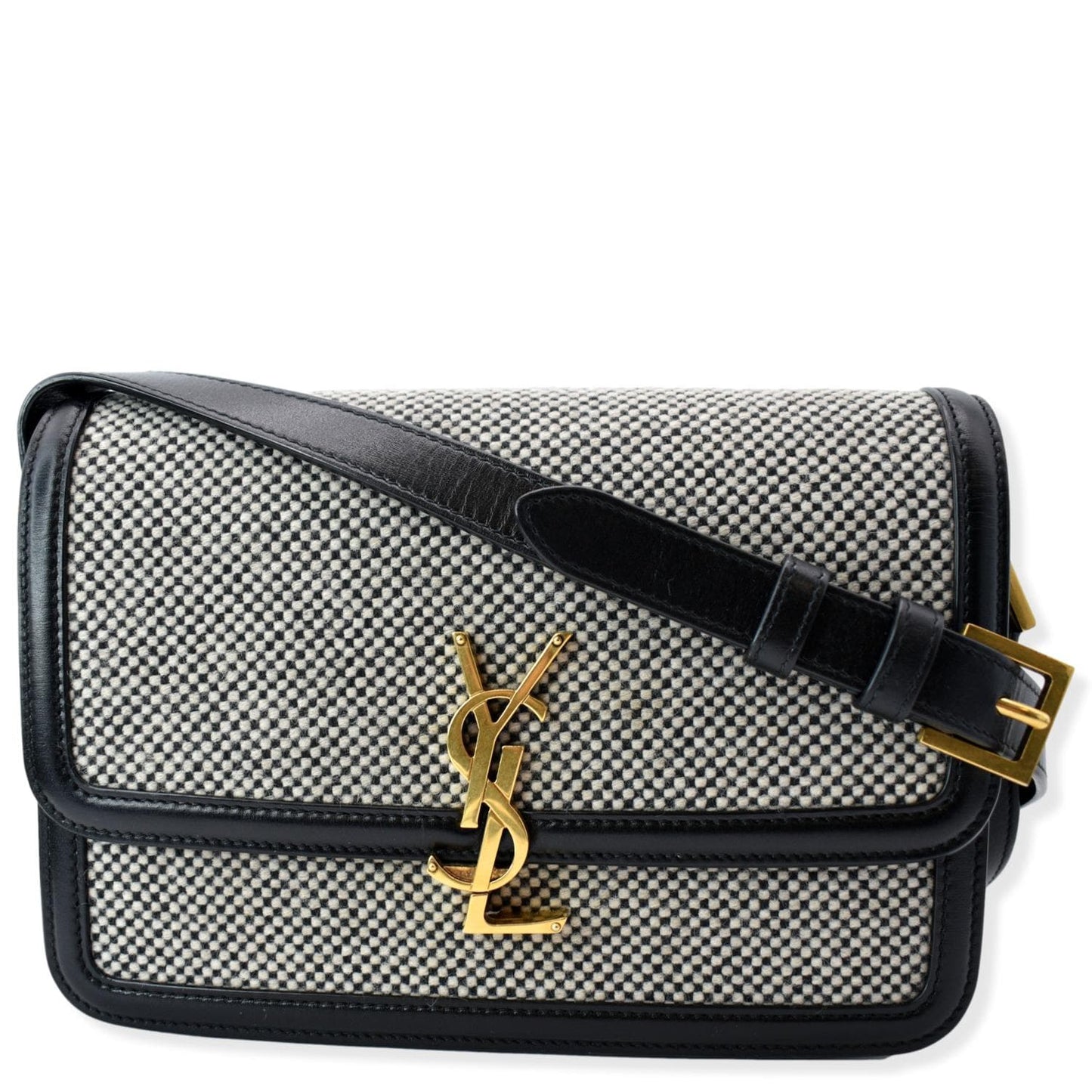 Yves Saint Laurent Solferino Medium Canvas and Leather Shoulder Bag White