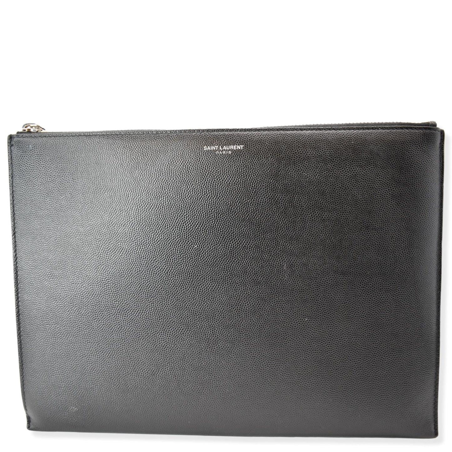 Yves Saint Laurent Grain Leather Pouch Black