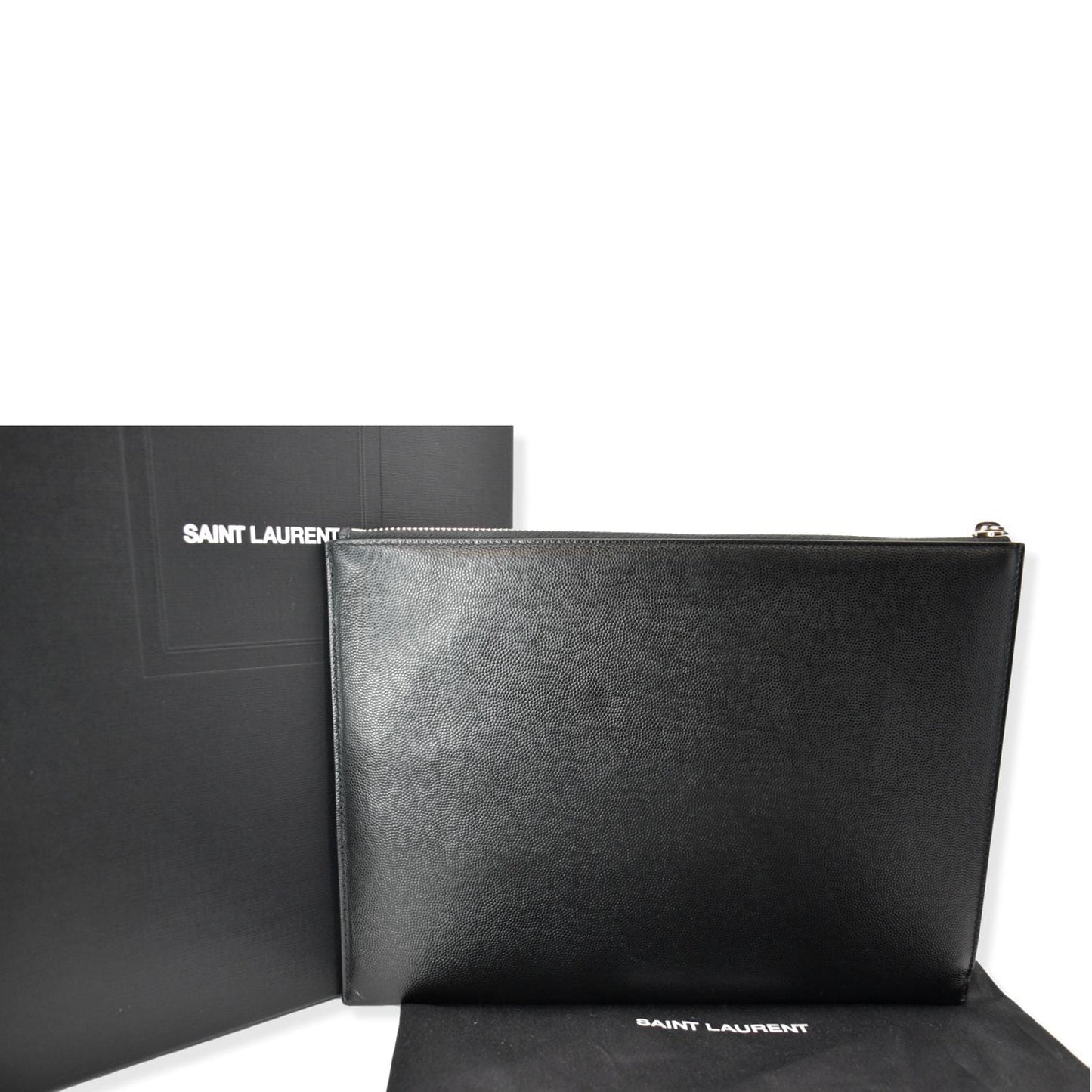 Yves Saint Laurent Grain Leather Pouch Black