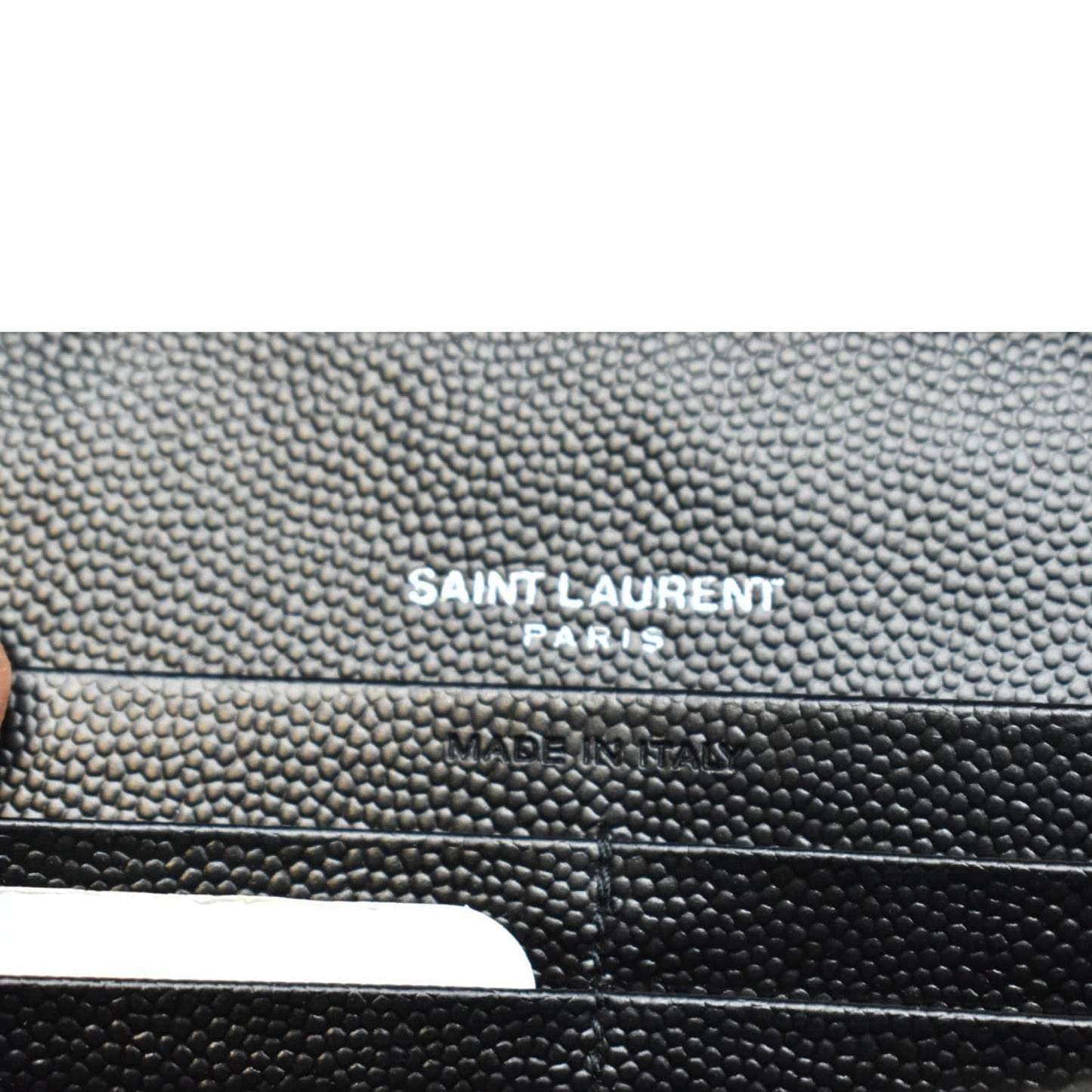 Yves Saint Laurent Embossed Leather Wallet on Chain Shoulder Bag Black