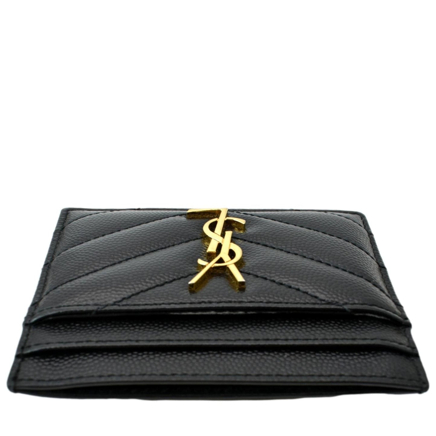 YVES SAINT LAURENT Monogram Grain Leather Card Case Black