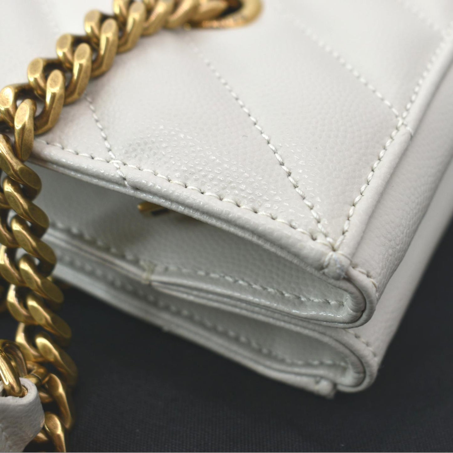 YVES SAINT LAURENT Tribeca Medium Leather Shoulder Bag White